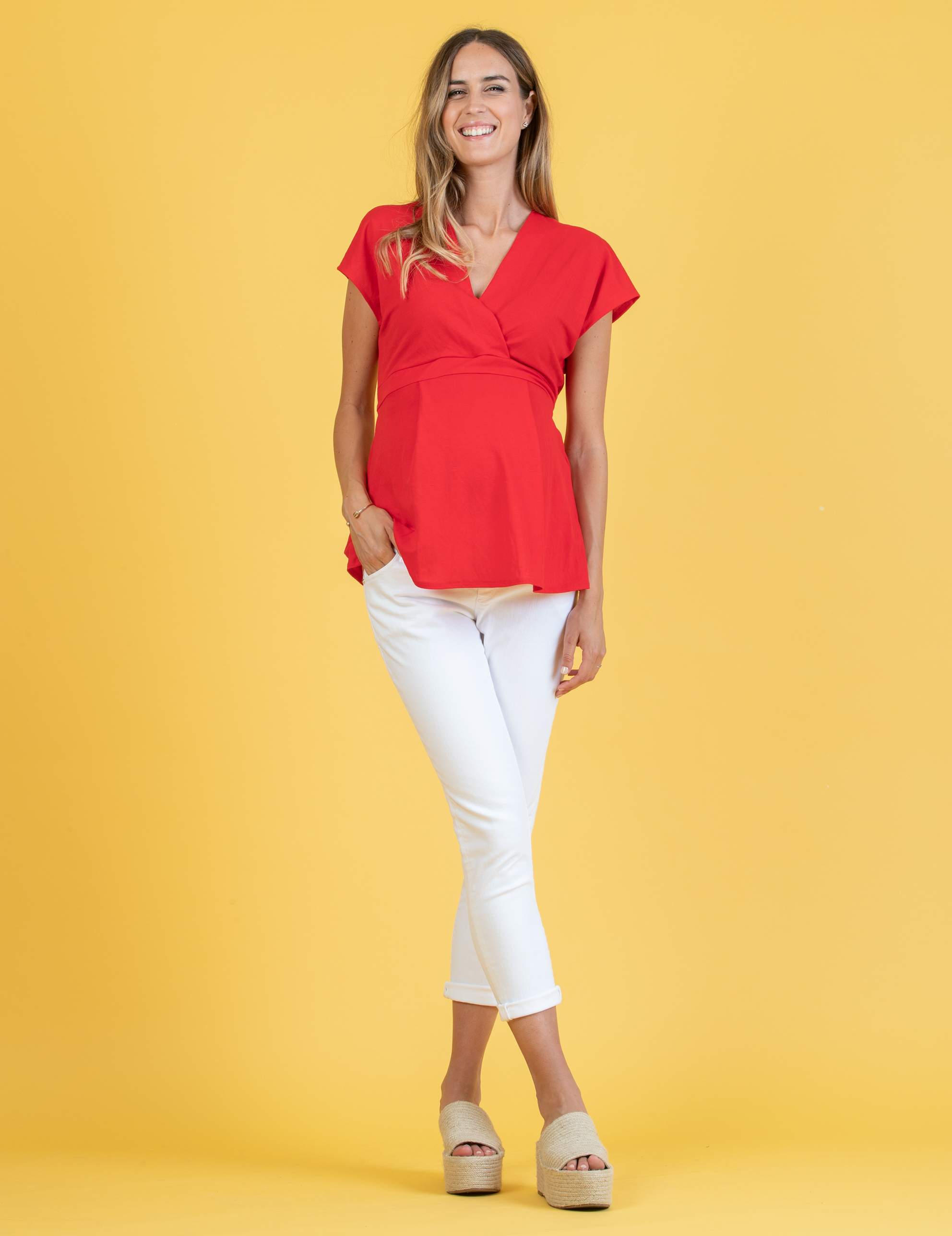 Slim Fit Boyfriend Maternity Trousers (White, XS)