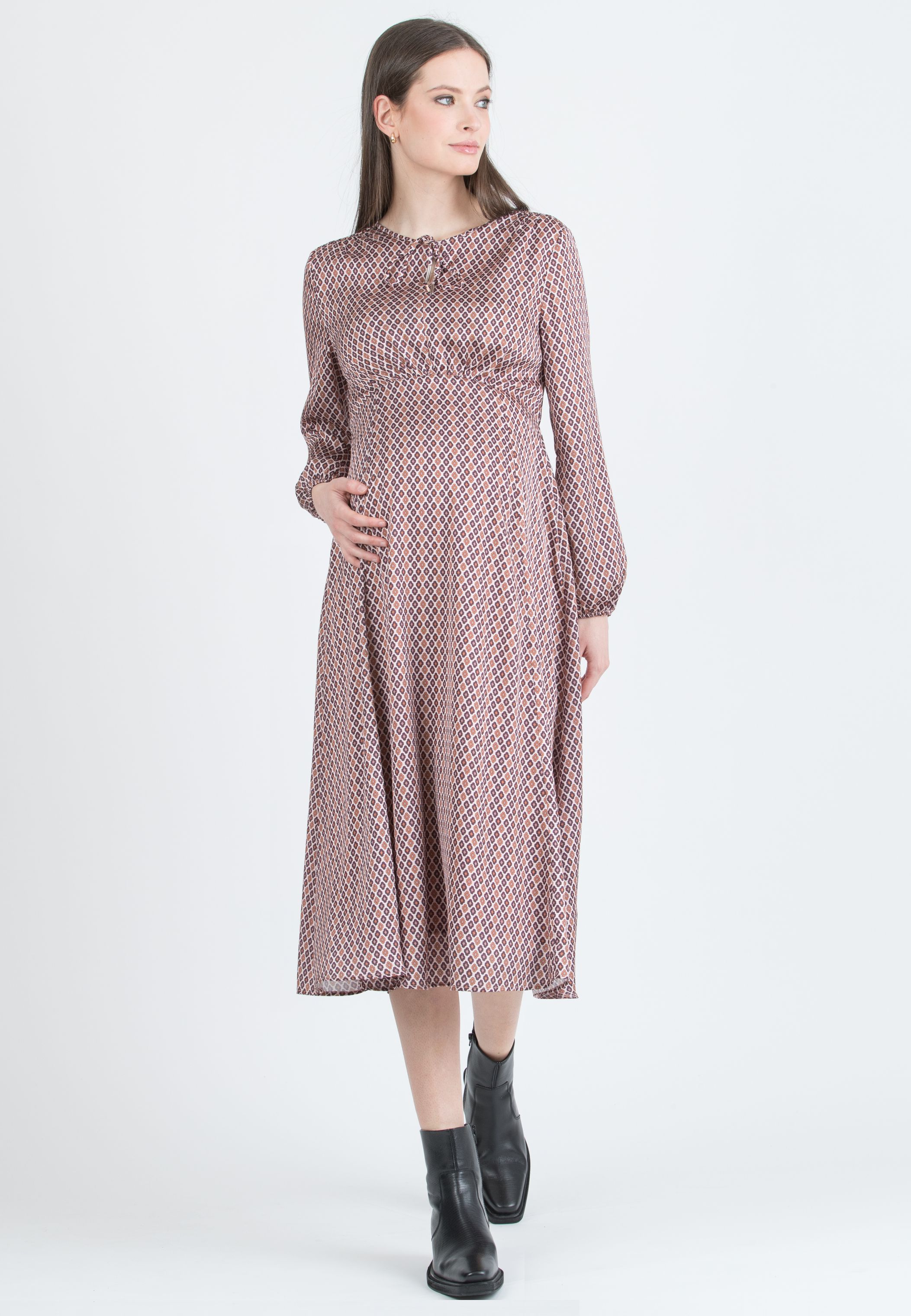 MARY F - Maternity & Nursing Dress with Bow Detail and Zip (Rosa)