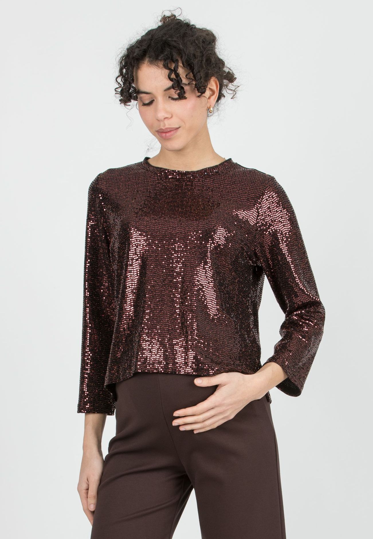 BAILEY - Maglioncino Premaman in Paillettes (Rosso Mattone)
