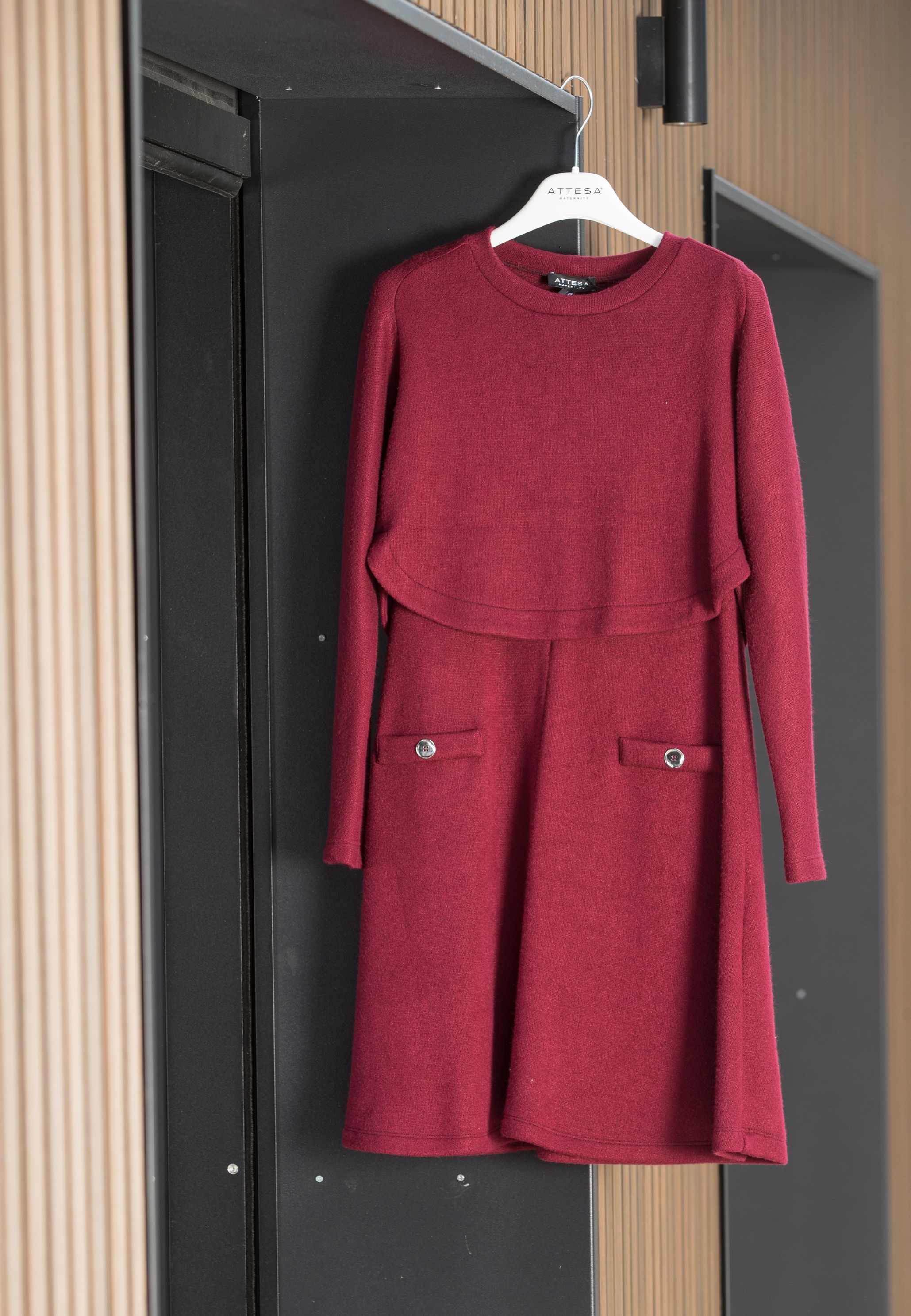 ROSSELLA - Completo Premaman & Allattamento in Maglia 2 Pezzi (Bordeaux, XS)