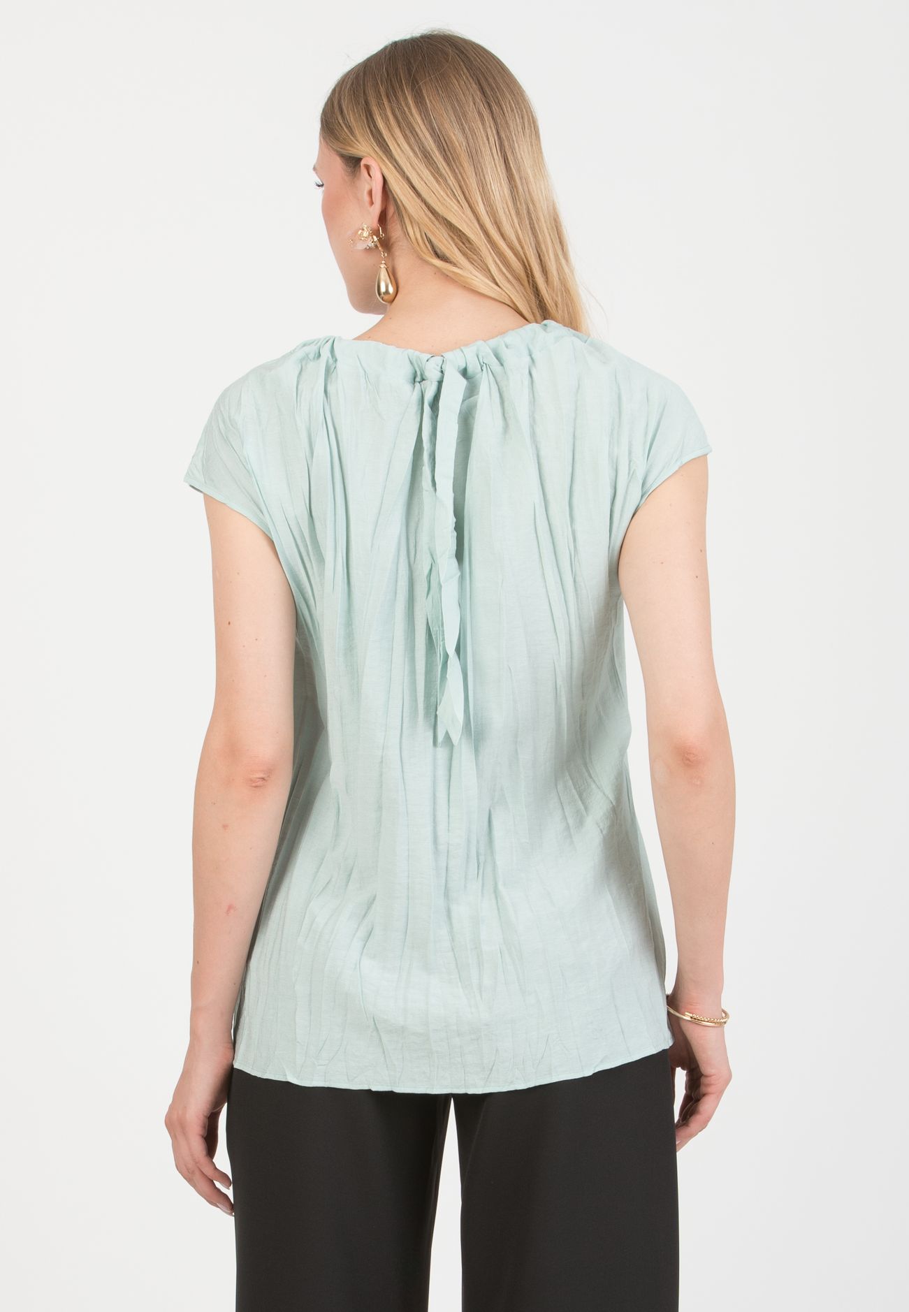 LOLA - Maternity Blouse in Crinkled Viscose (Verde Chiaro)