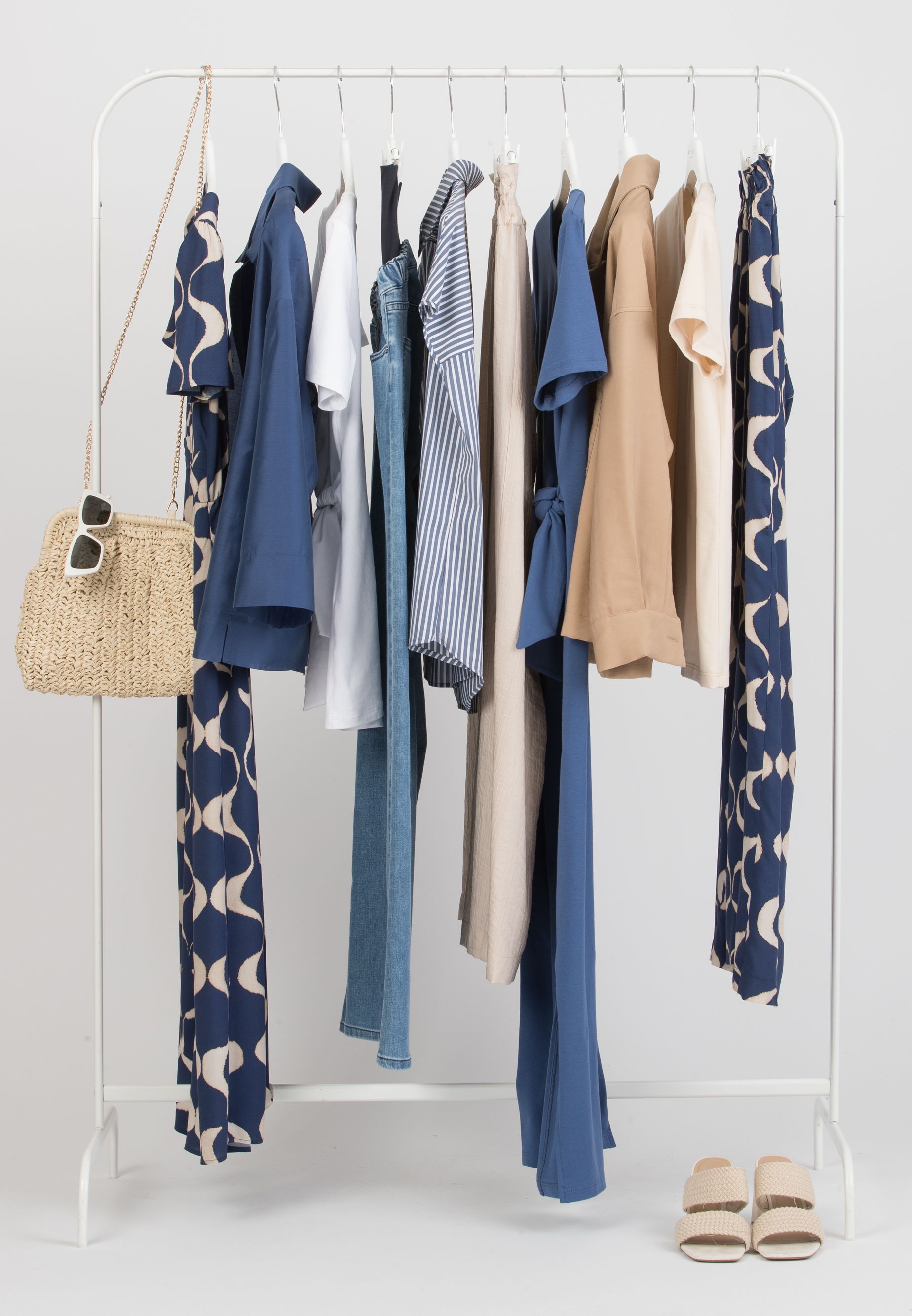 GUENDALINA LG - Pantalone Premaman a Palazzo in Viscosa Stampata (Blu)