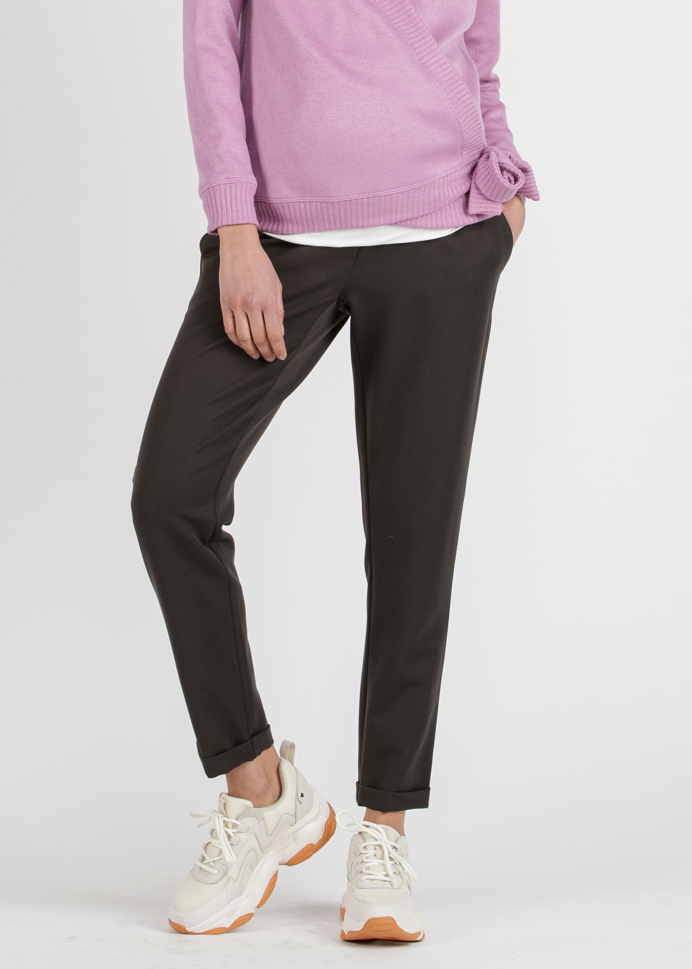 CAROLA - Relaxed Fit Maternity Trousers in Gabardine (Marron Scuro, XS)