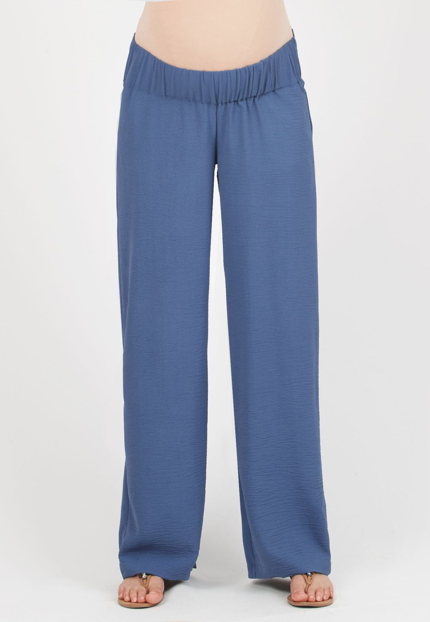 INES - Pantalone Premaman Fluido con Vita Bassa (Denim)