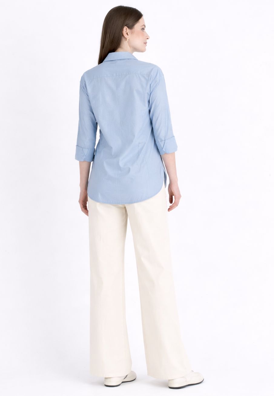 BEATRICE - Camicia Premaman & Allattamento con Orli Tondeggianti (Azzurro)