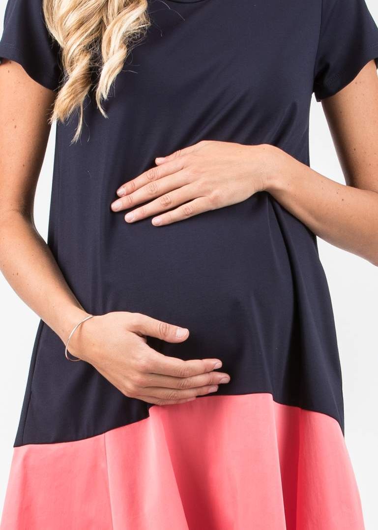 Abito Premaman in Punto Milano Leggero con Balza (Contr.corallo, XS)