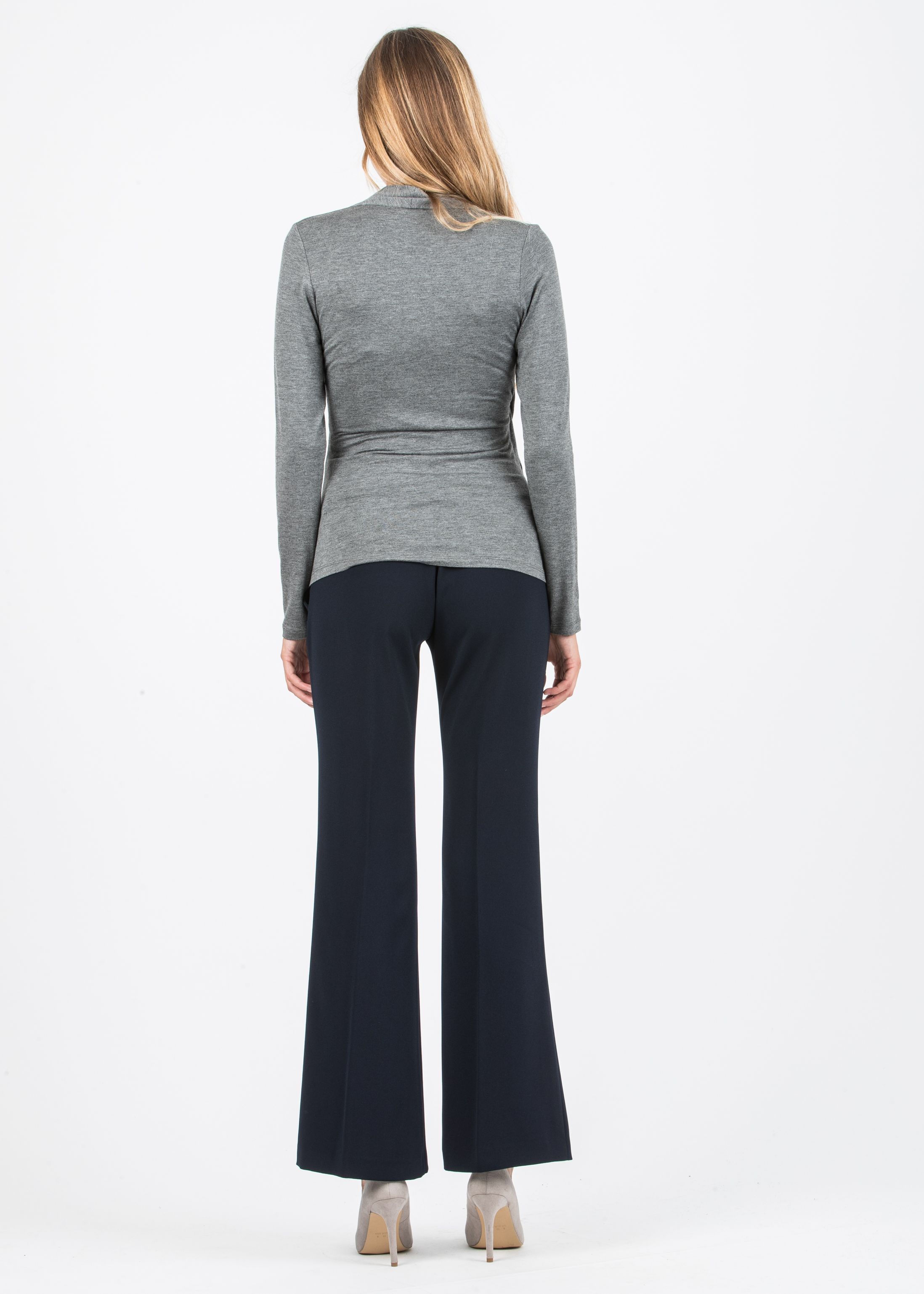 JENNIFER - Maternity & Nursing Top with Crossover Neckline (Heather Grey, XS)