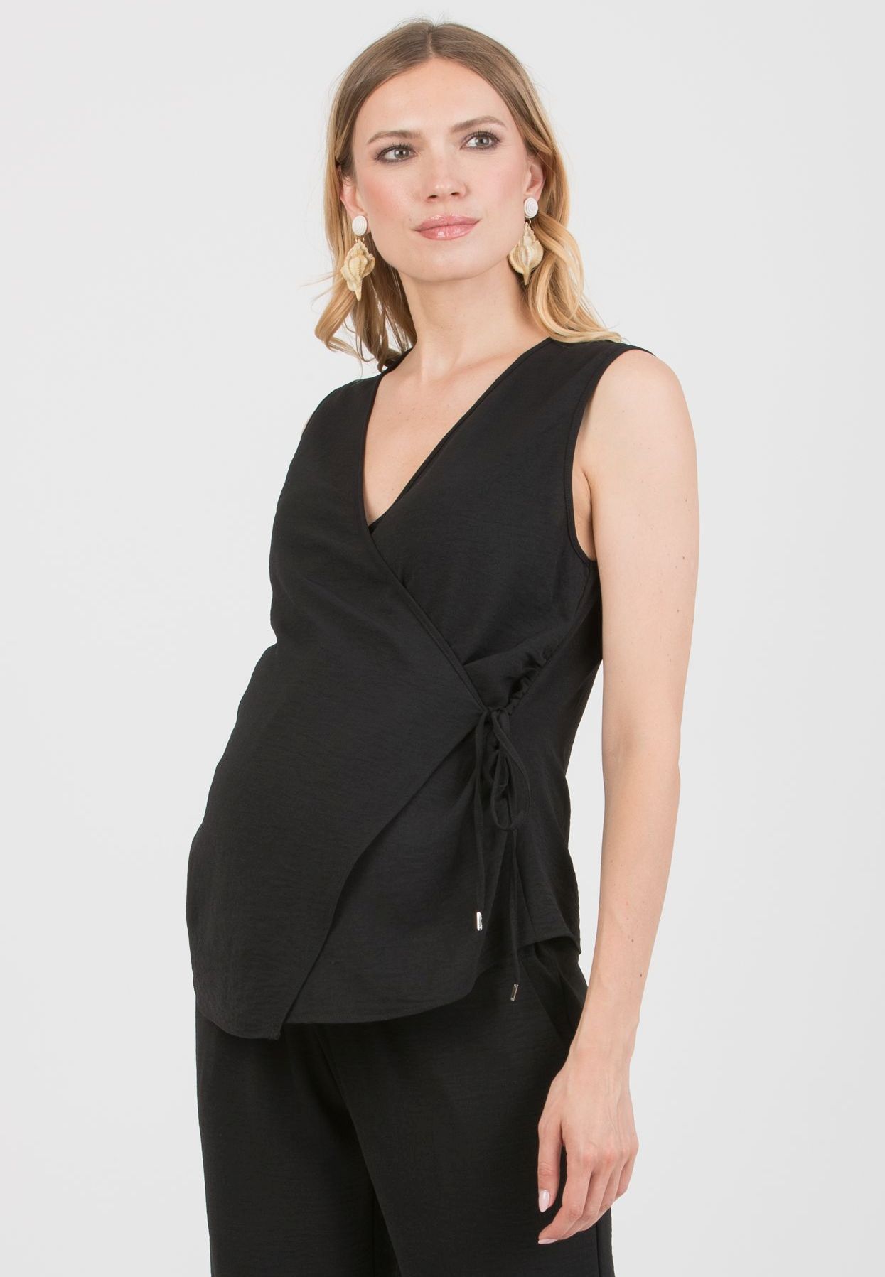 MADDOX - Cross-Over Maternity Gilet (Nero)
