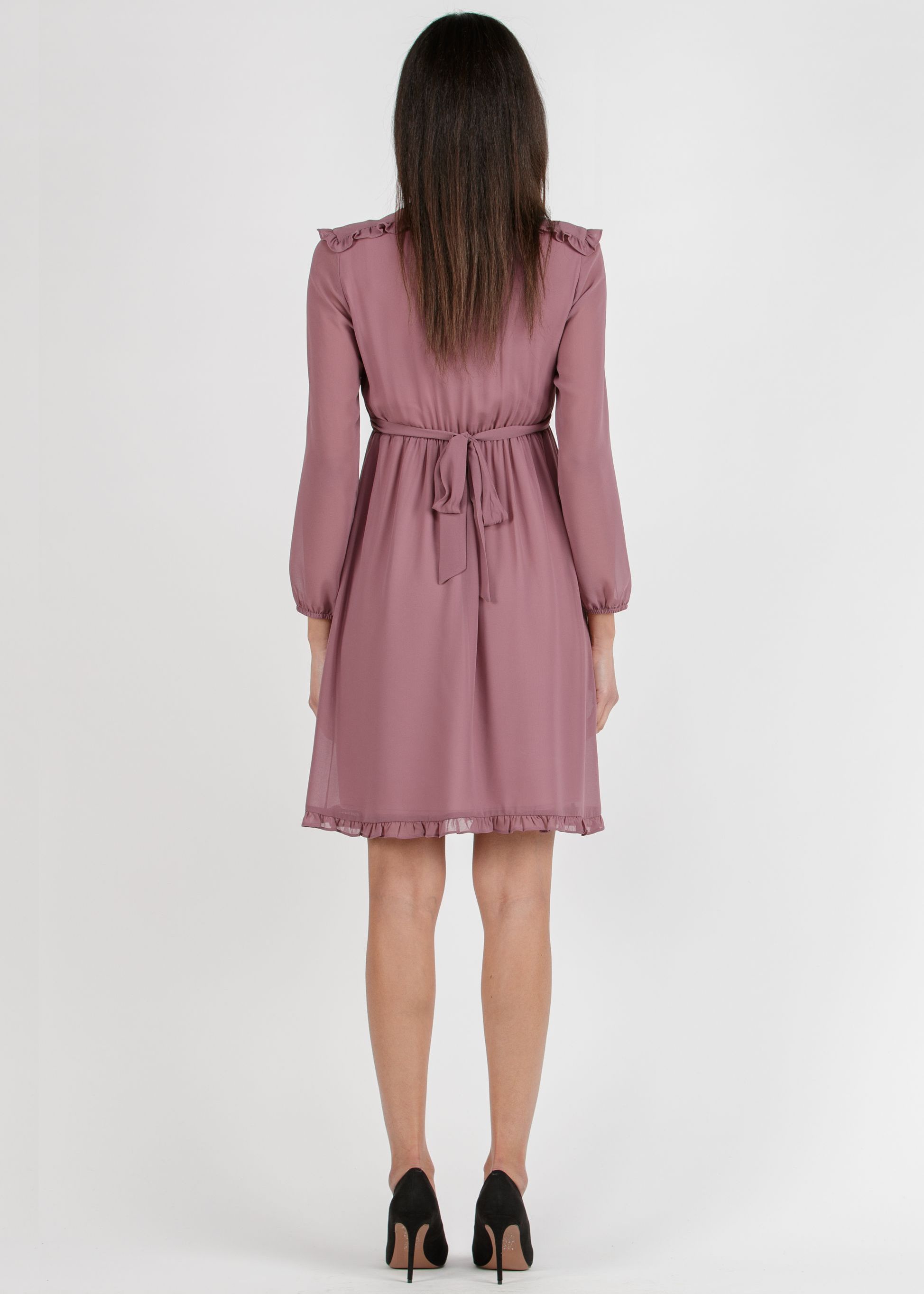 MINDY - Abito Premaman & Allattamento in Chiffon con Spalle Decorate (Cipolla, XS)