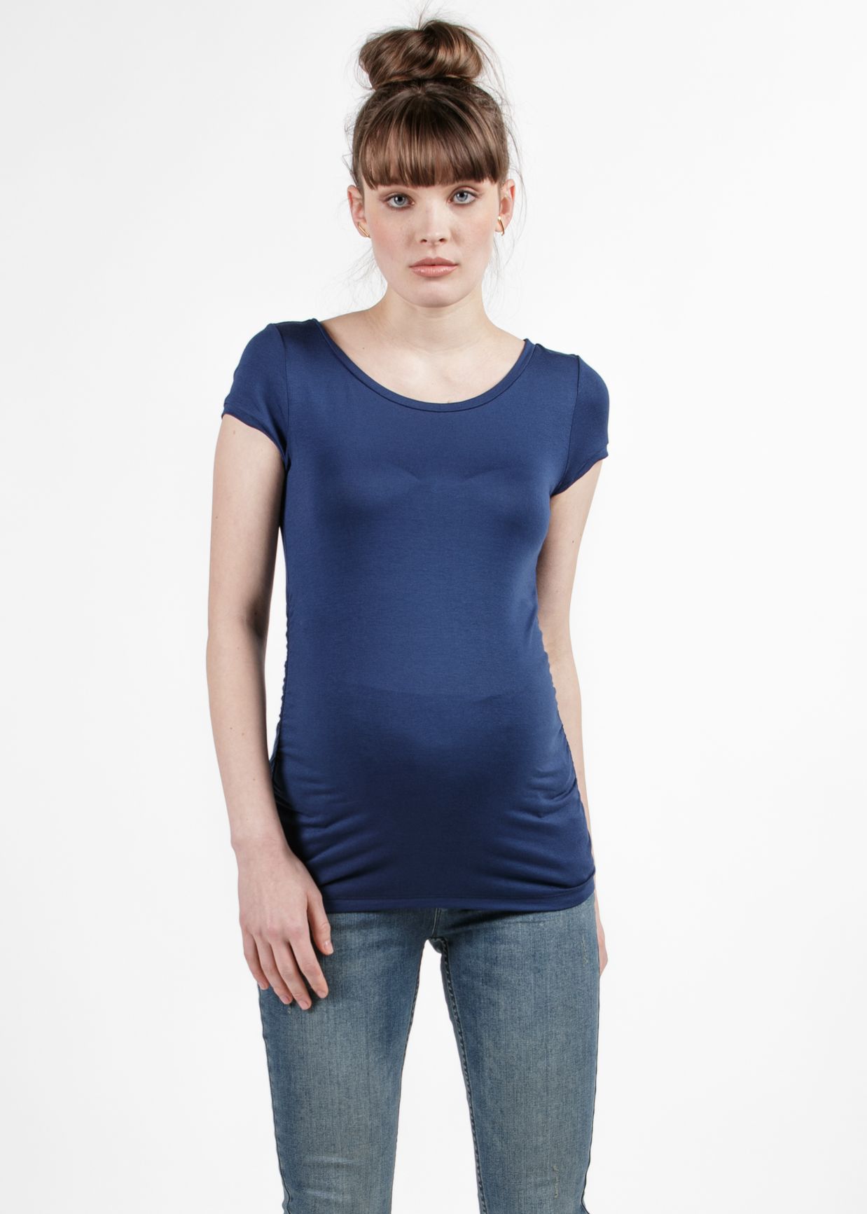 GIUDITTA - Maternity Top with Back Bow (Blue, XS)