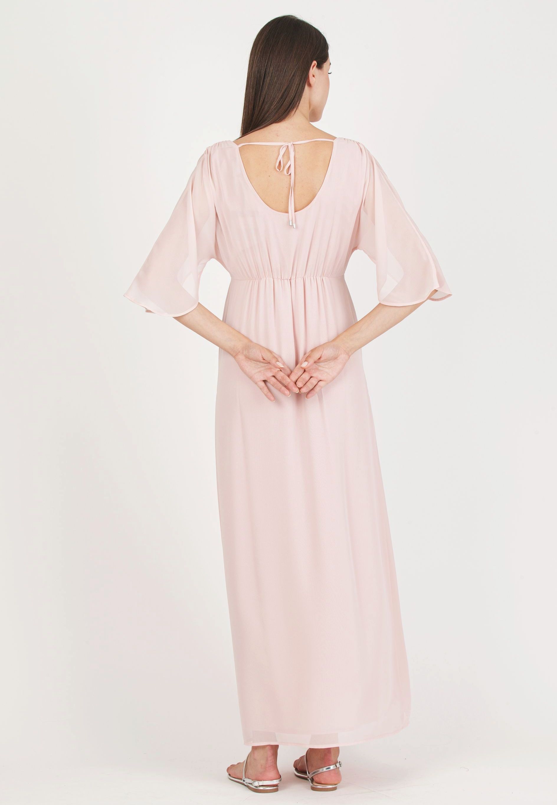 VALENTINA - Abito Lungo Premaman a Kimono con Scollo sul Retro (Rosa Confetto, XS)