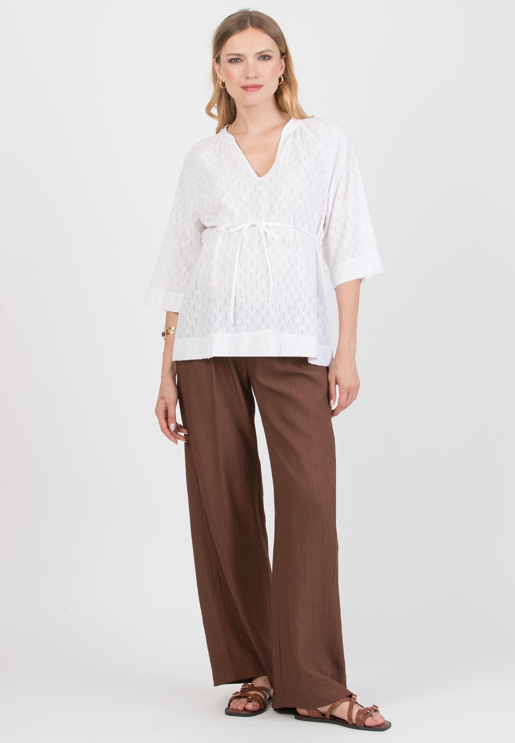 AVA - Camicia Premaman in Sangallo con Nastro Regolabile (Bianco  Ottico)