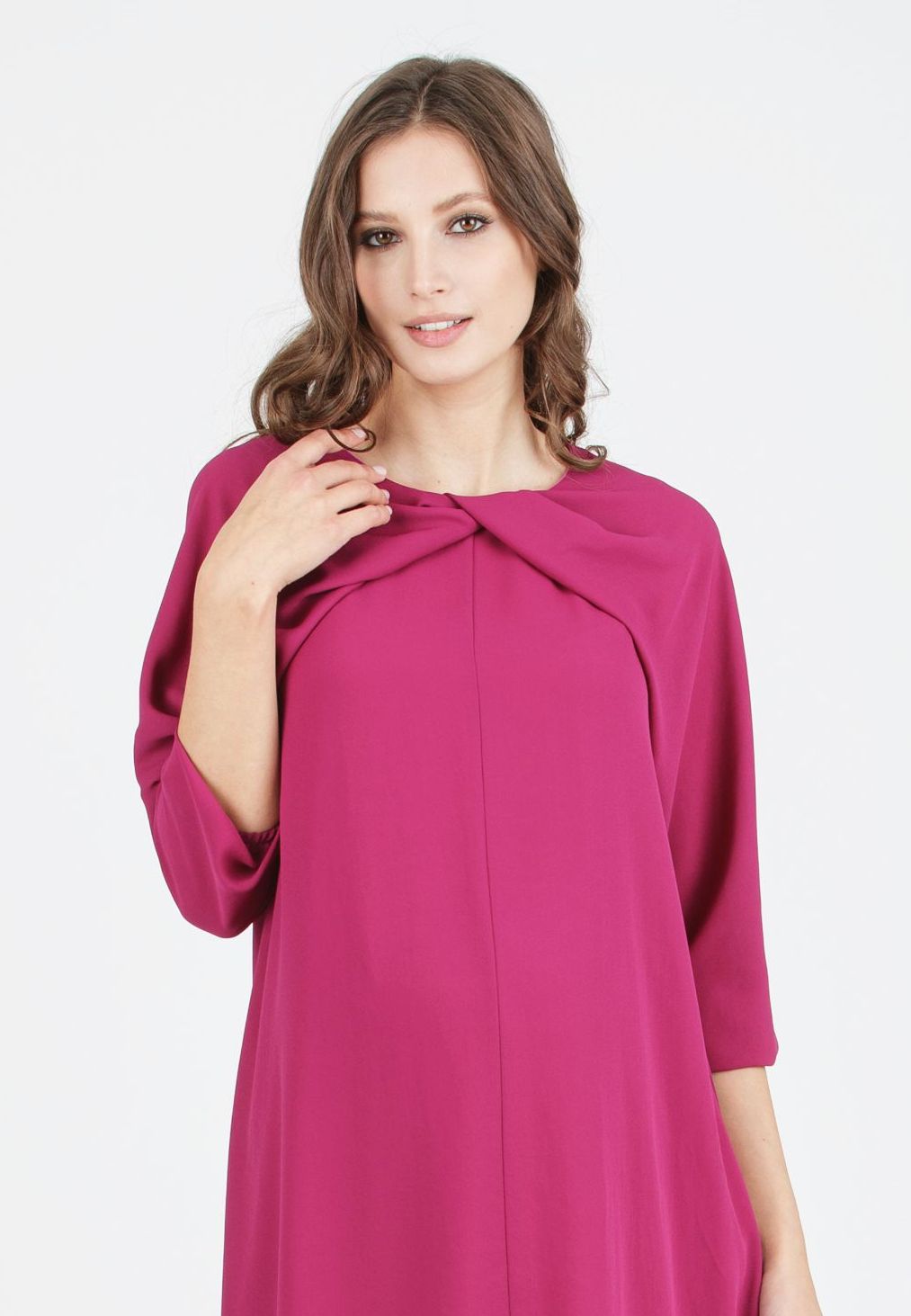 ISABELLA - Abito Premaman con Nodo sullo Scollo (Ciclamino, XS)