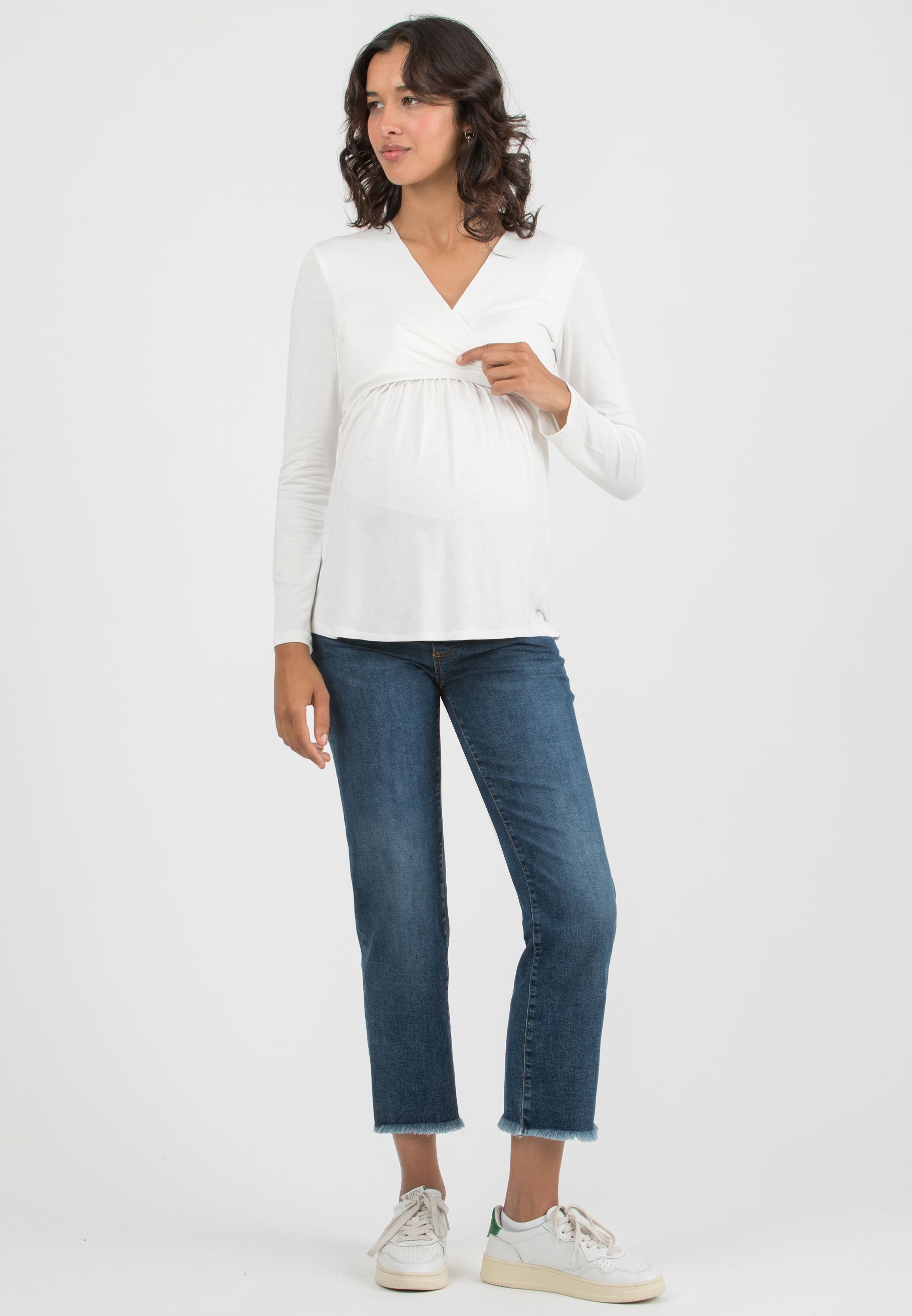 MARGHERITA M/L - Maternity and Nursing Crossover T-shirt with Strings (Avorio)