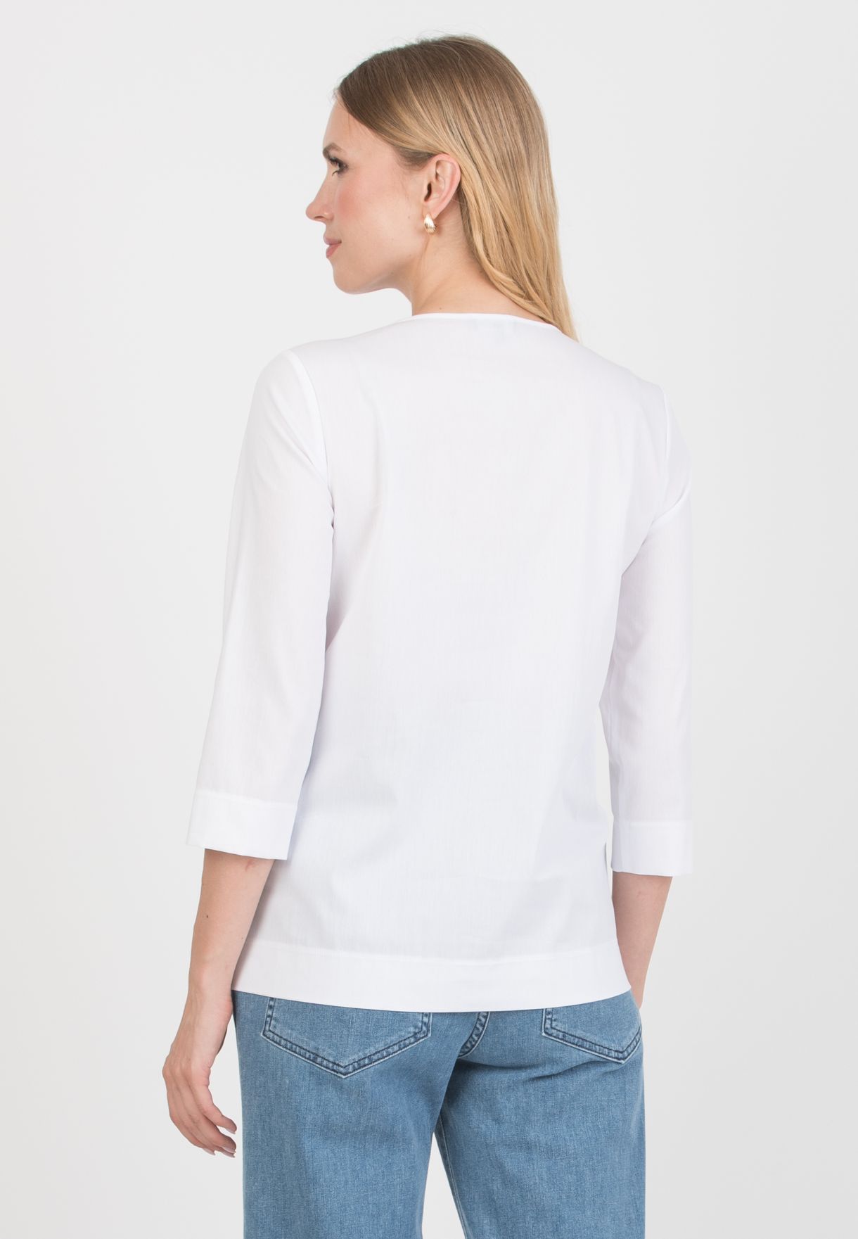 TEODORA – Maternity Poplin Cotton Shirt with Front Knot (White, XS)