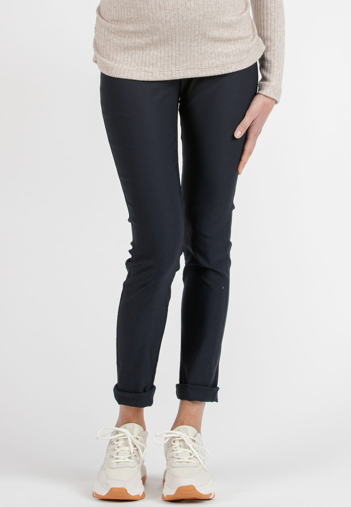 EBONY - Pantalone Premaman Skinny in Bengalina Super-Stretch (Blu, XXS)