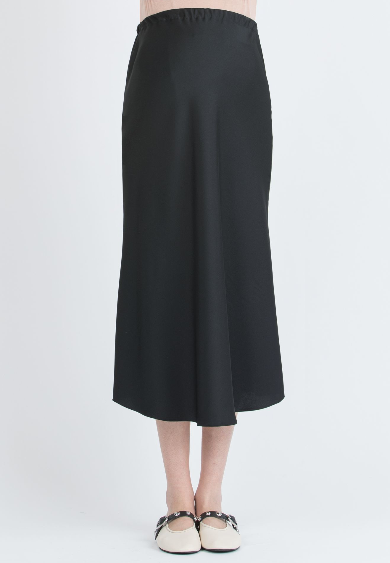 PIA – Flared Maternity Skirt in Satin (Nero)