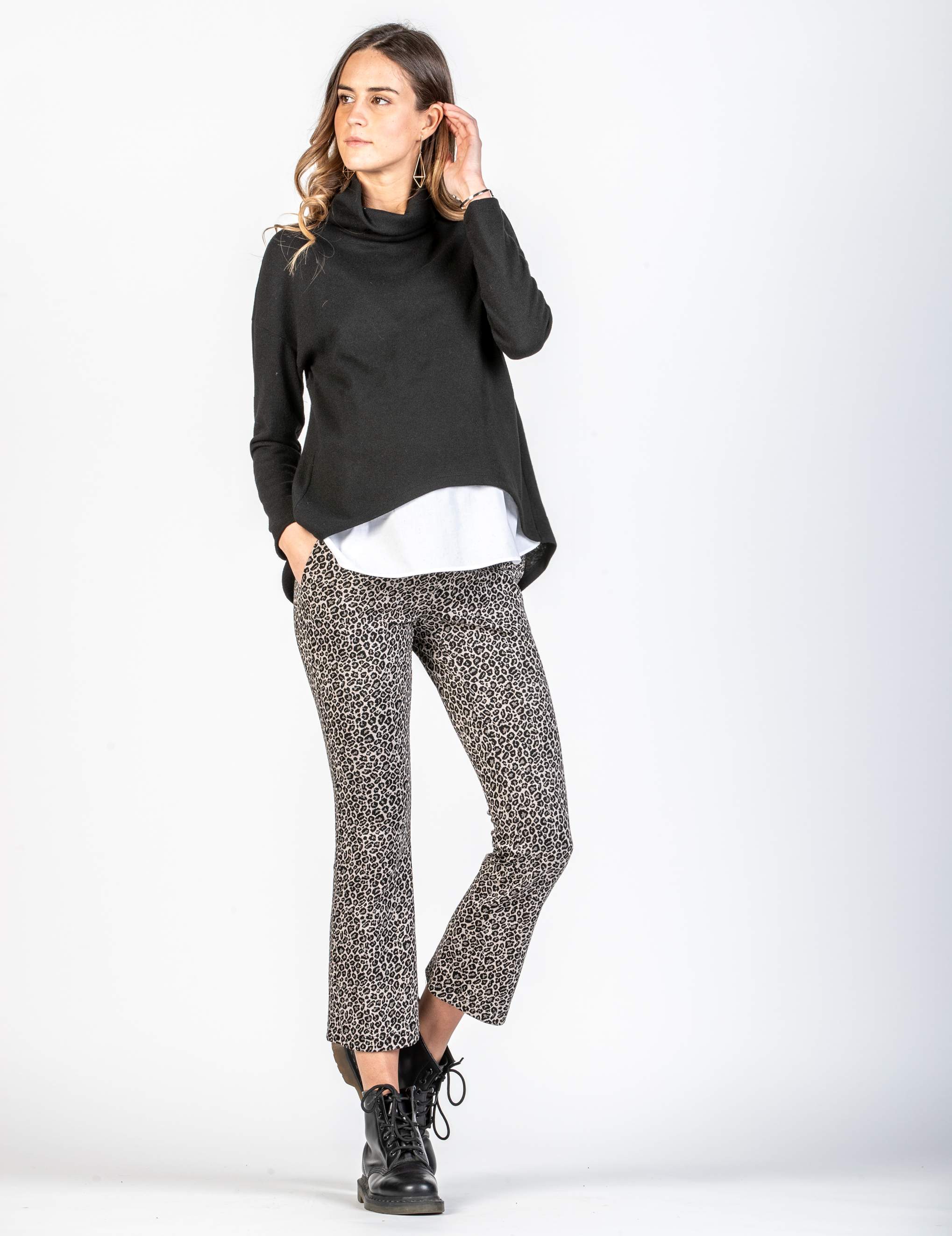 Maglia Premaman & Allattamento con Finta Camicia e Collo a Ciambella (Nero, XS)