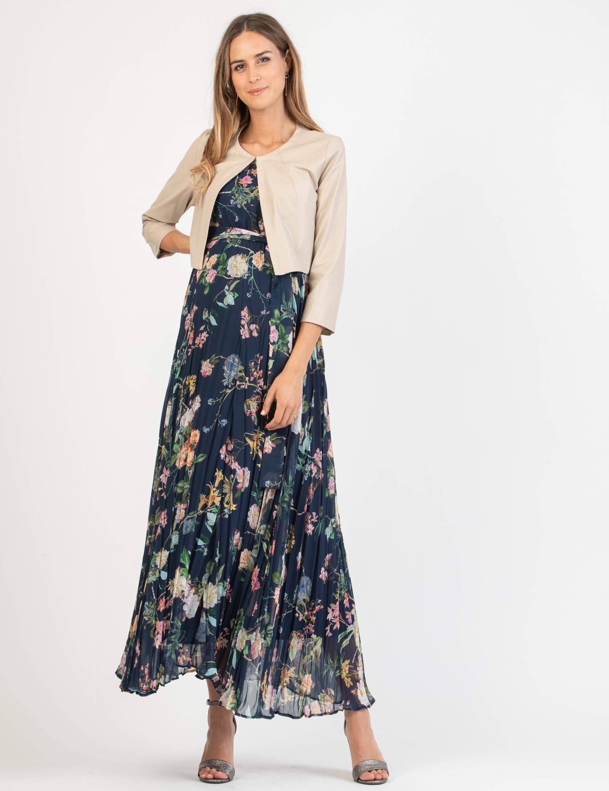 Short Maternity Jacket in Eco-leather (Gesso)