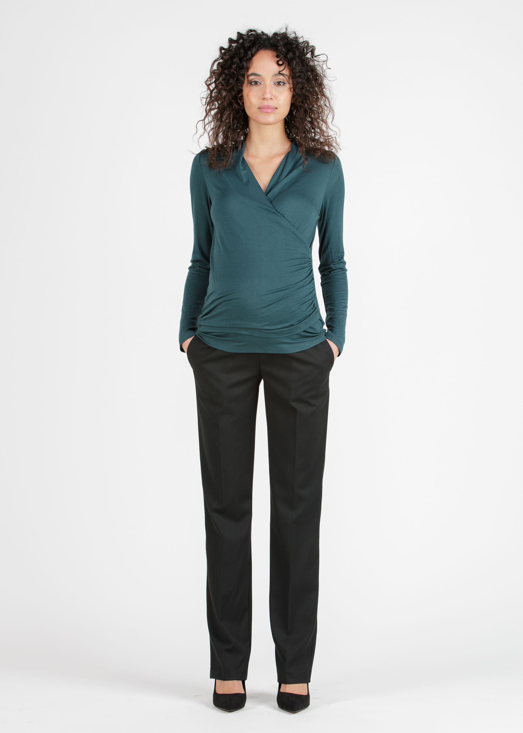 NAOMI LG - Pantalone Premaman Slim Fit da Ufficio (Nero, XXS)
