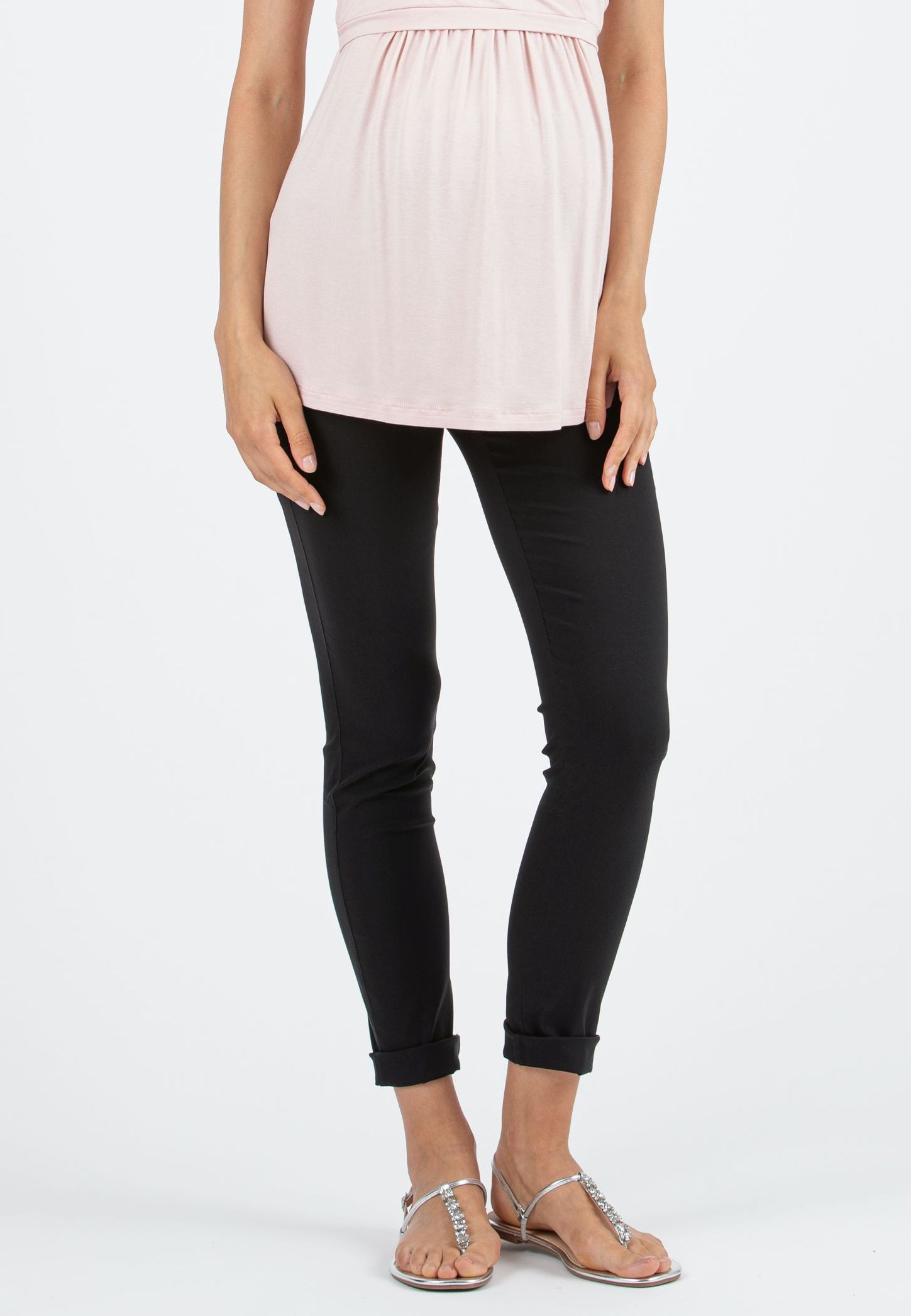 EBONY - Pantalone Premaman Skinny in Bengalina Super-Stretch (Nero, XXS)