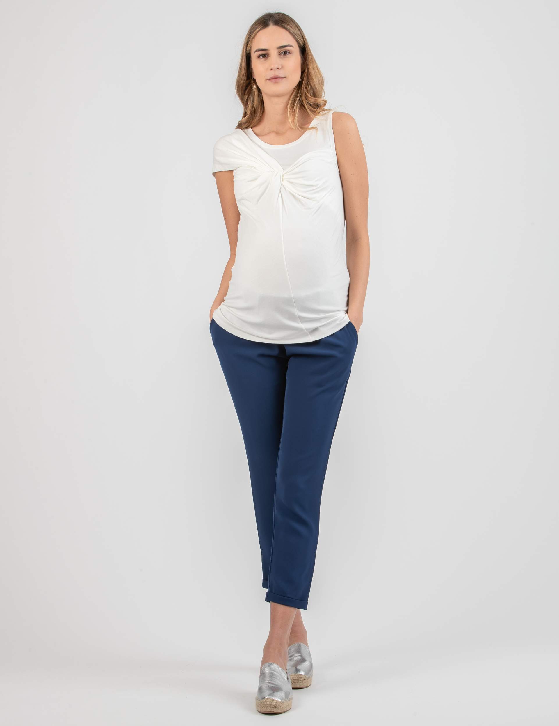 Maternity Top with Knot (Ivory, XXS)
