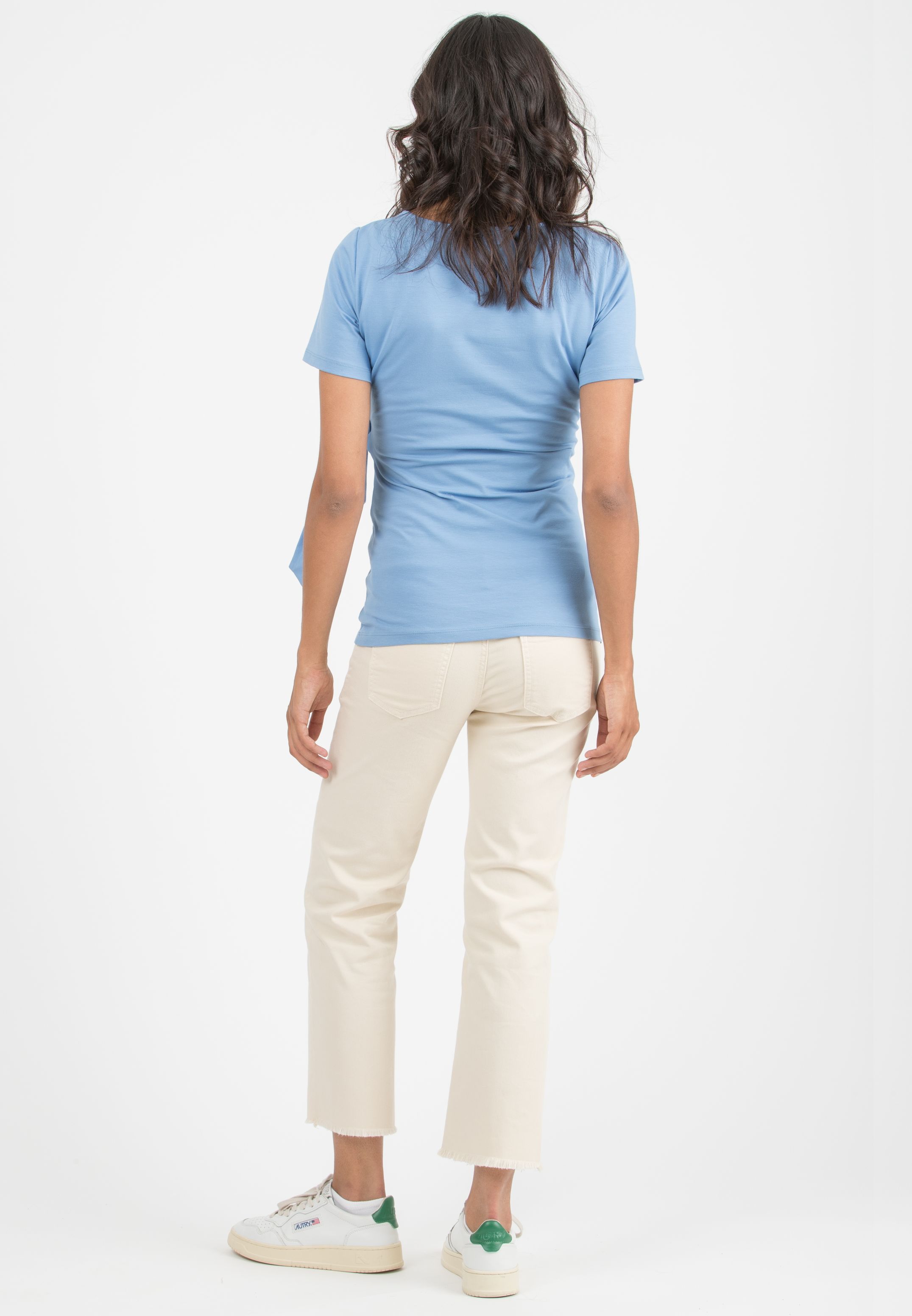 KAREN M - Maternity Cotton Jersey T-Shirt with Side Knot (Carta Da Zucchero)