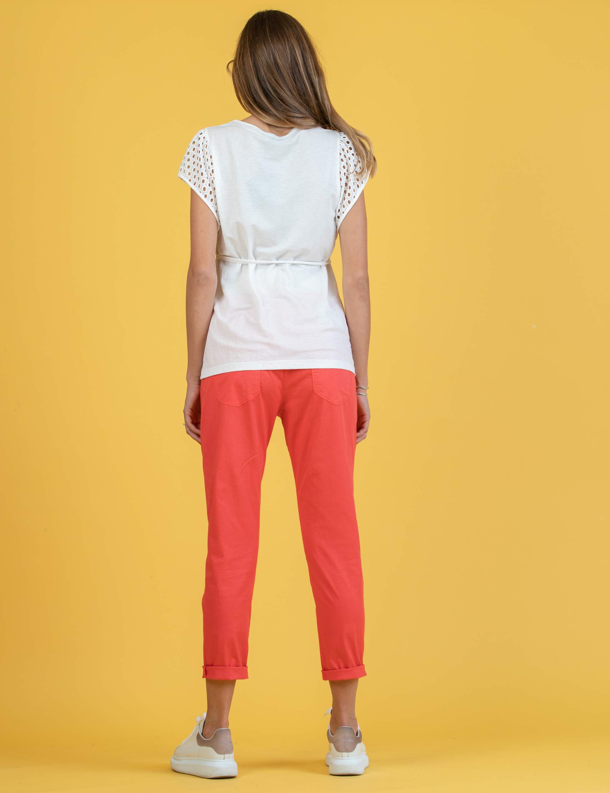 Pantaloni Premaman Slim Fit Modello Boyfriend (Corallo, XS)