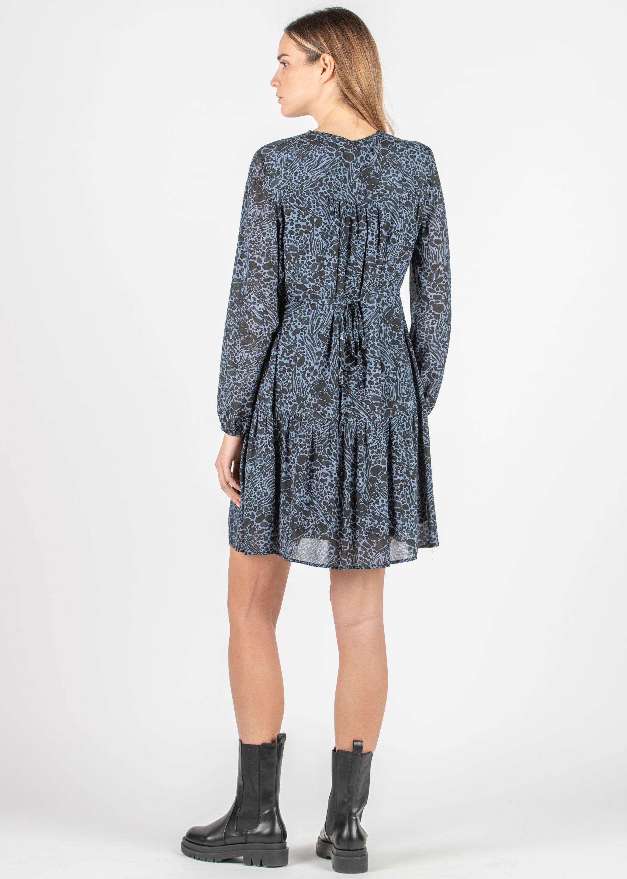 Abito Premaman & Allattamento in Viscosa con Scollo Incrociato e Balza Arricciata (Denim, XS)