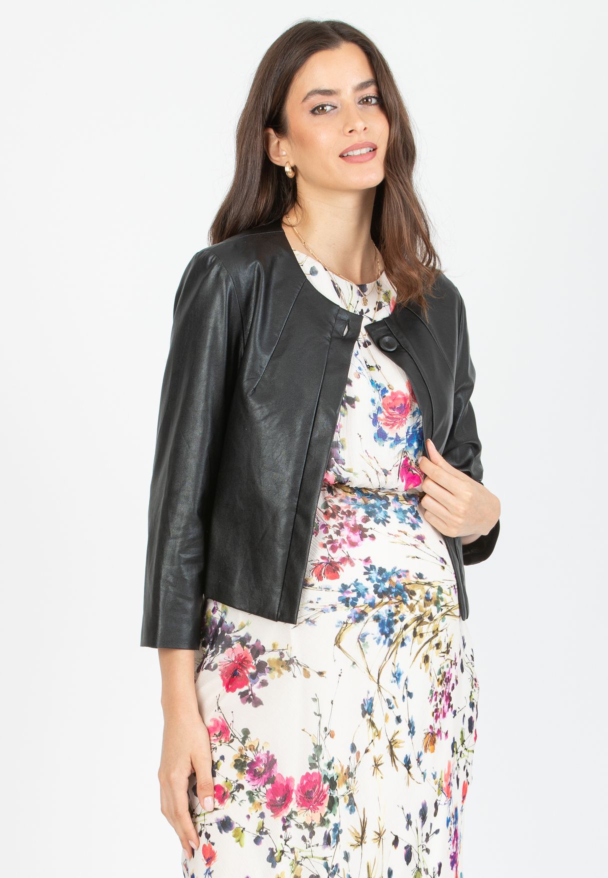 SADIE - Short Jacket in Faux Leather (Nero)