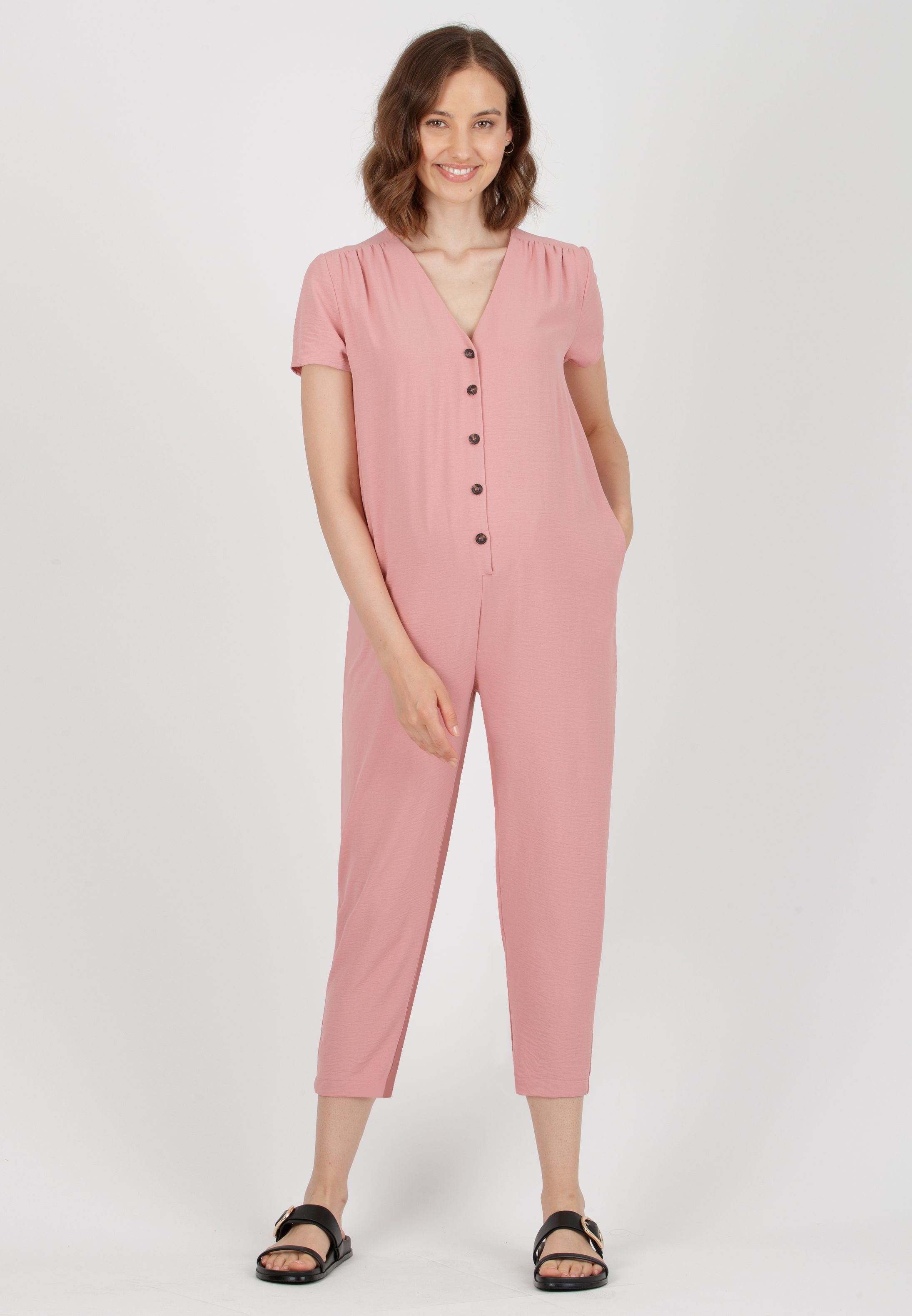 PETRA - Tuta Premaman Sportiva con Bottoni (Rosa Salmone, XS)