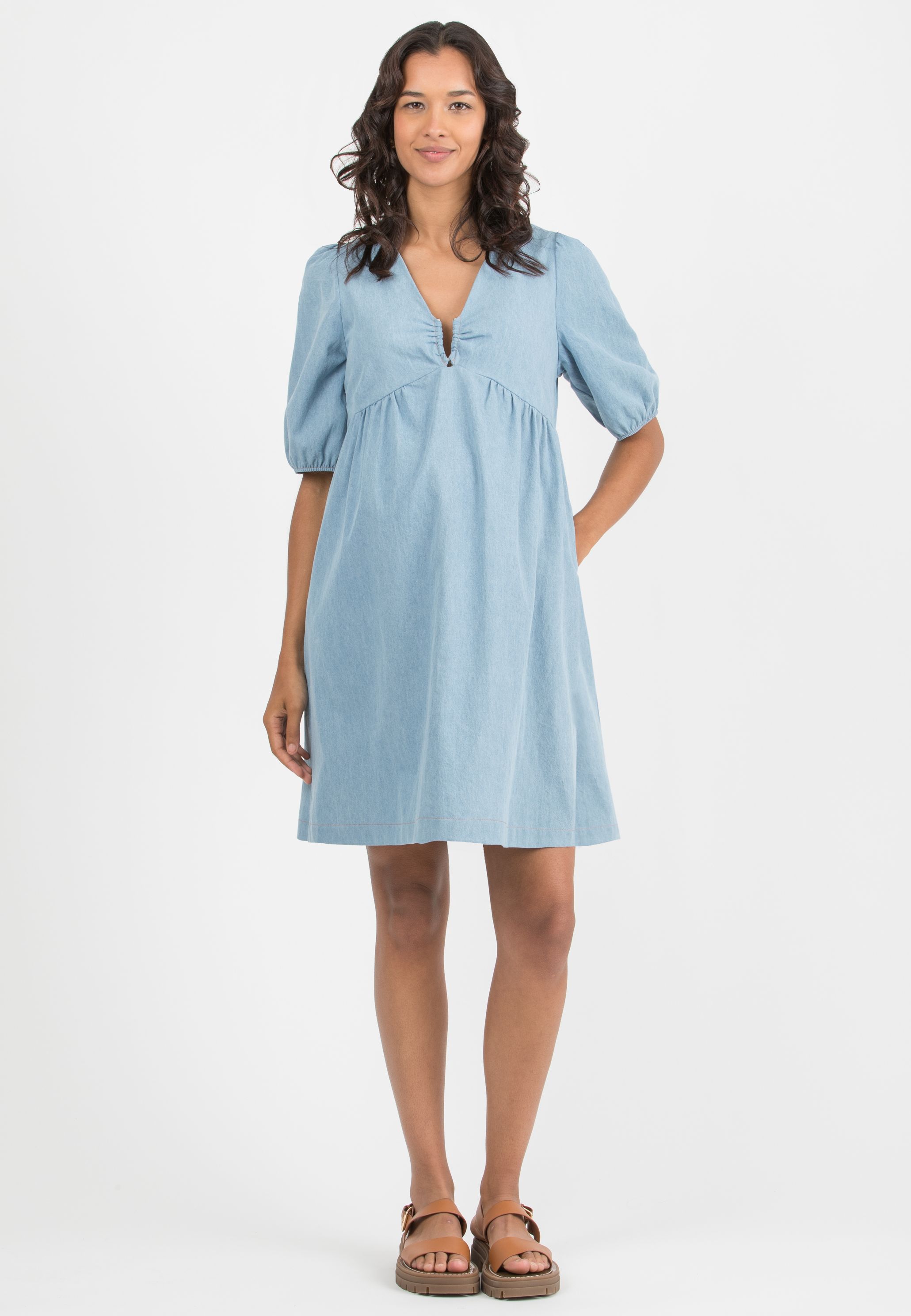 ELISABETTA - Maternity & Nursing Denim Dress (Blue, XS)