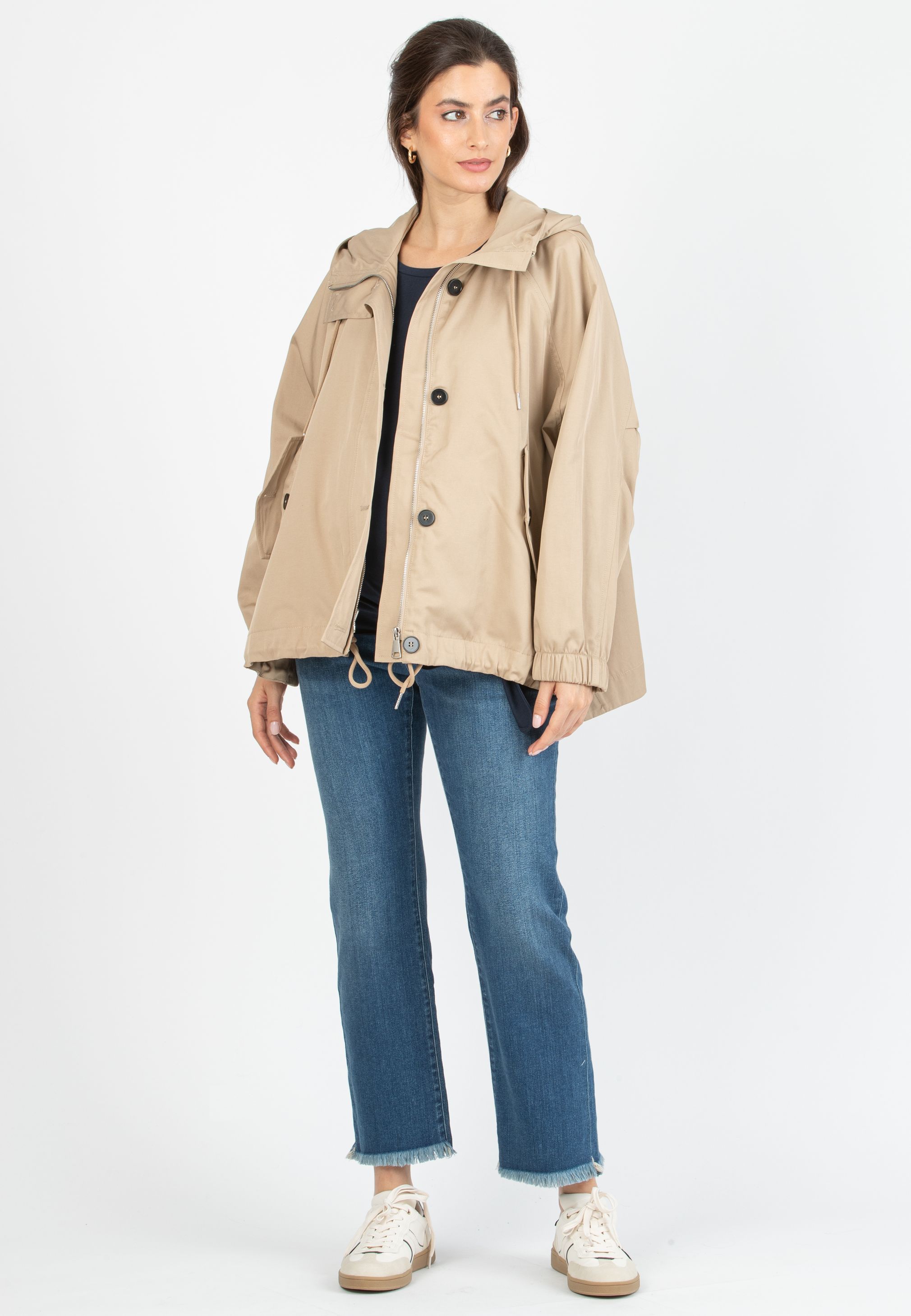 GIADA NAVY - Jeans Premaman Straight con Orlo Sfrangiato (Blu)