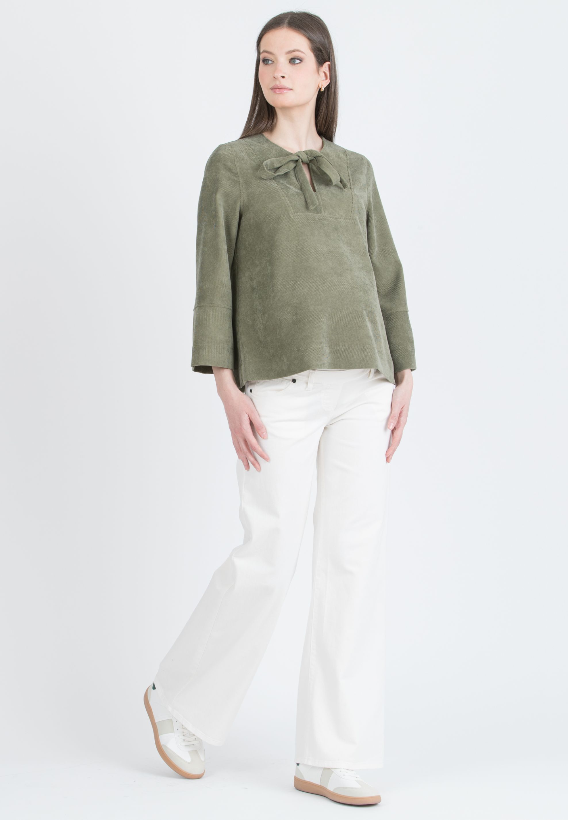 NOAH - Jeans Premaman a Palazzo In Denim Colorato (Avorio, XS)