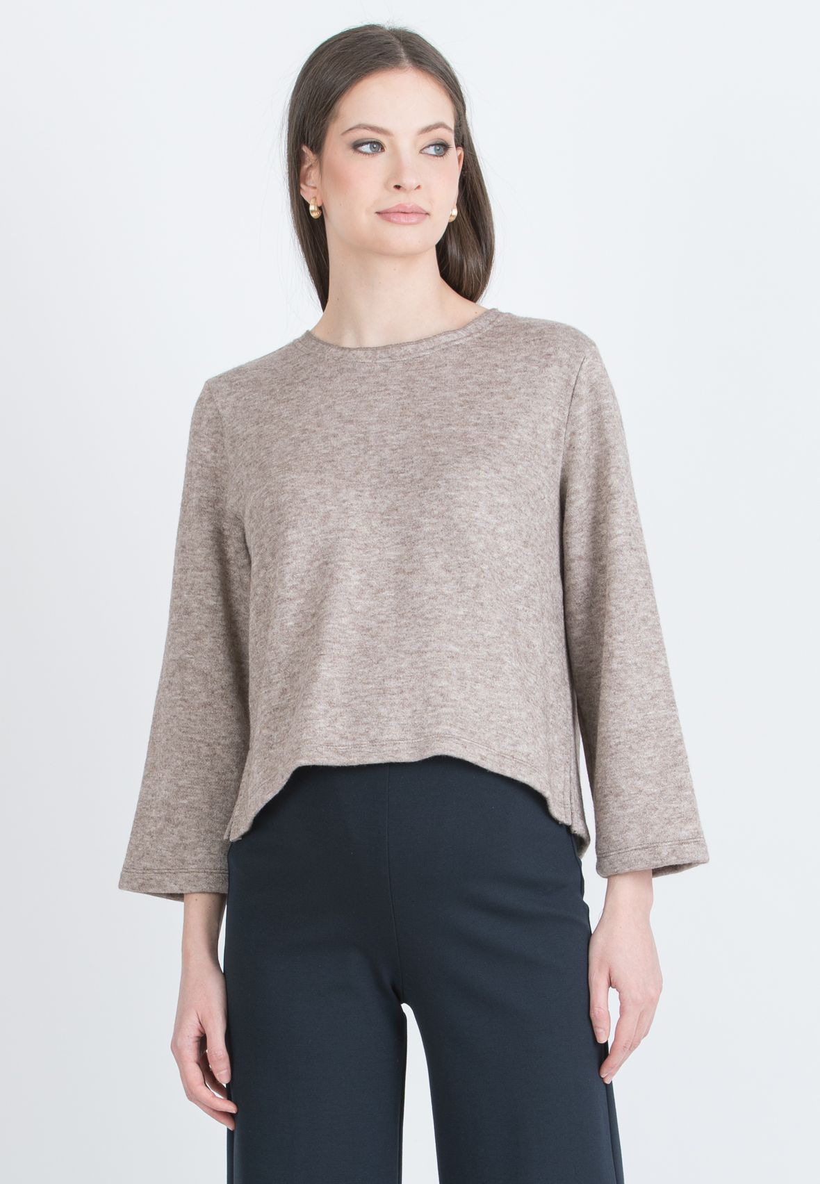 BAILEY - Maternity Sweater with Back Bow (Marrone Melange)