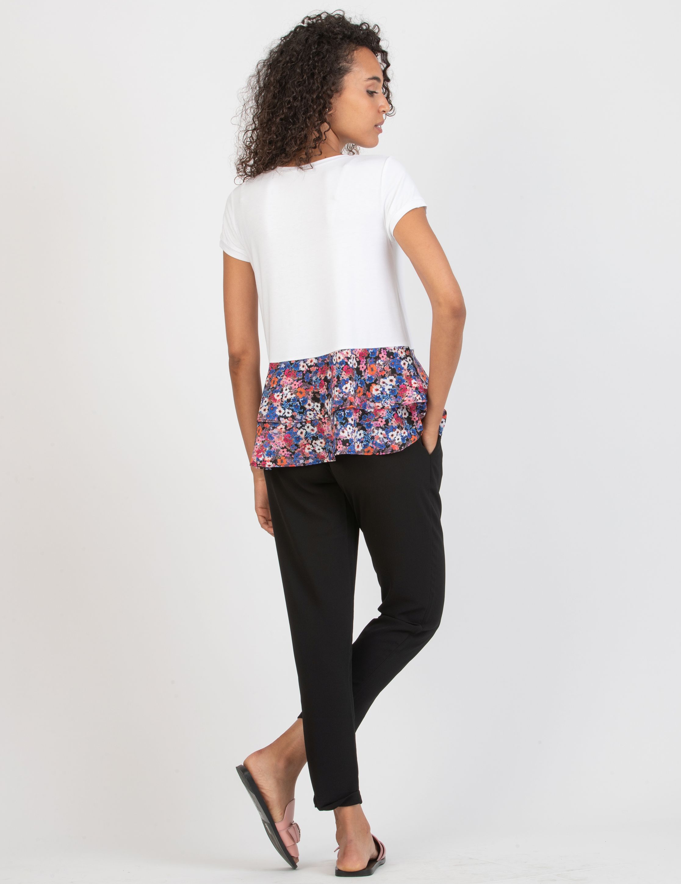 SILVIA - Pantalone Premaman Jogger in Crêpe (Nero, XS)
