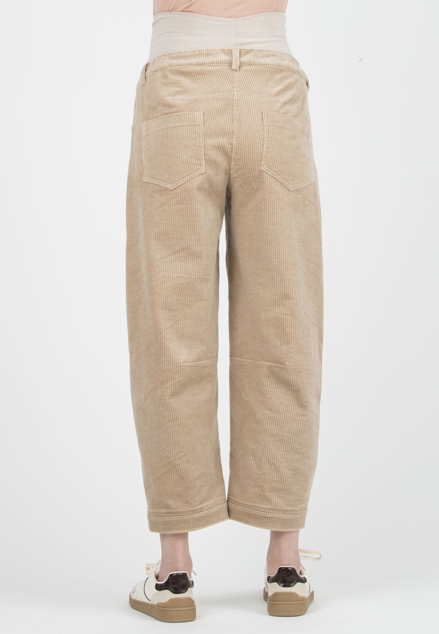 BRODY V - Pantalone Premaman in Velluto a Costine Ballon Fit (Ecru')