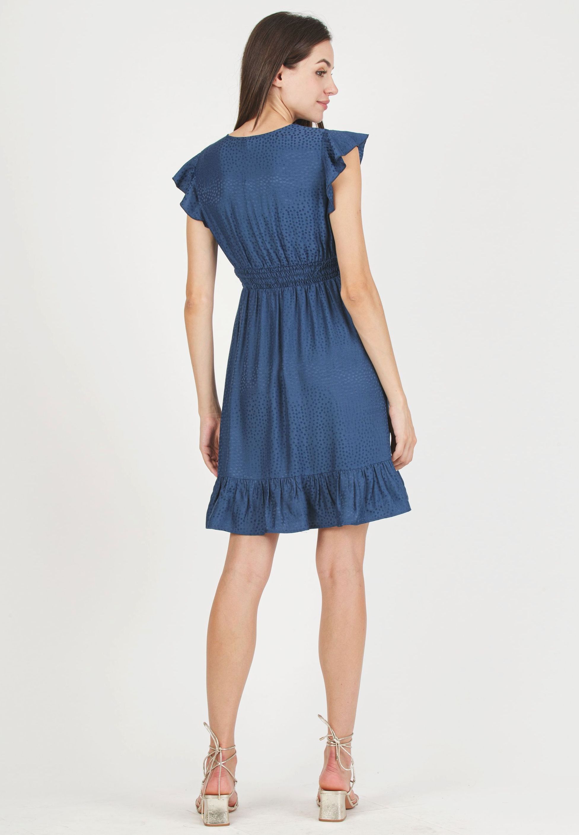 Abito Premaman & Allattamento in Viscosa Jacquard (Blu, XS)