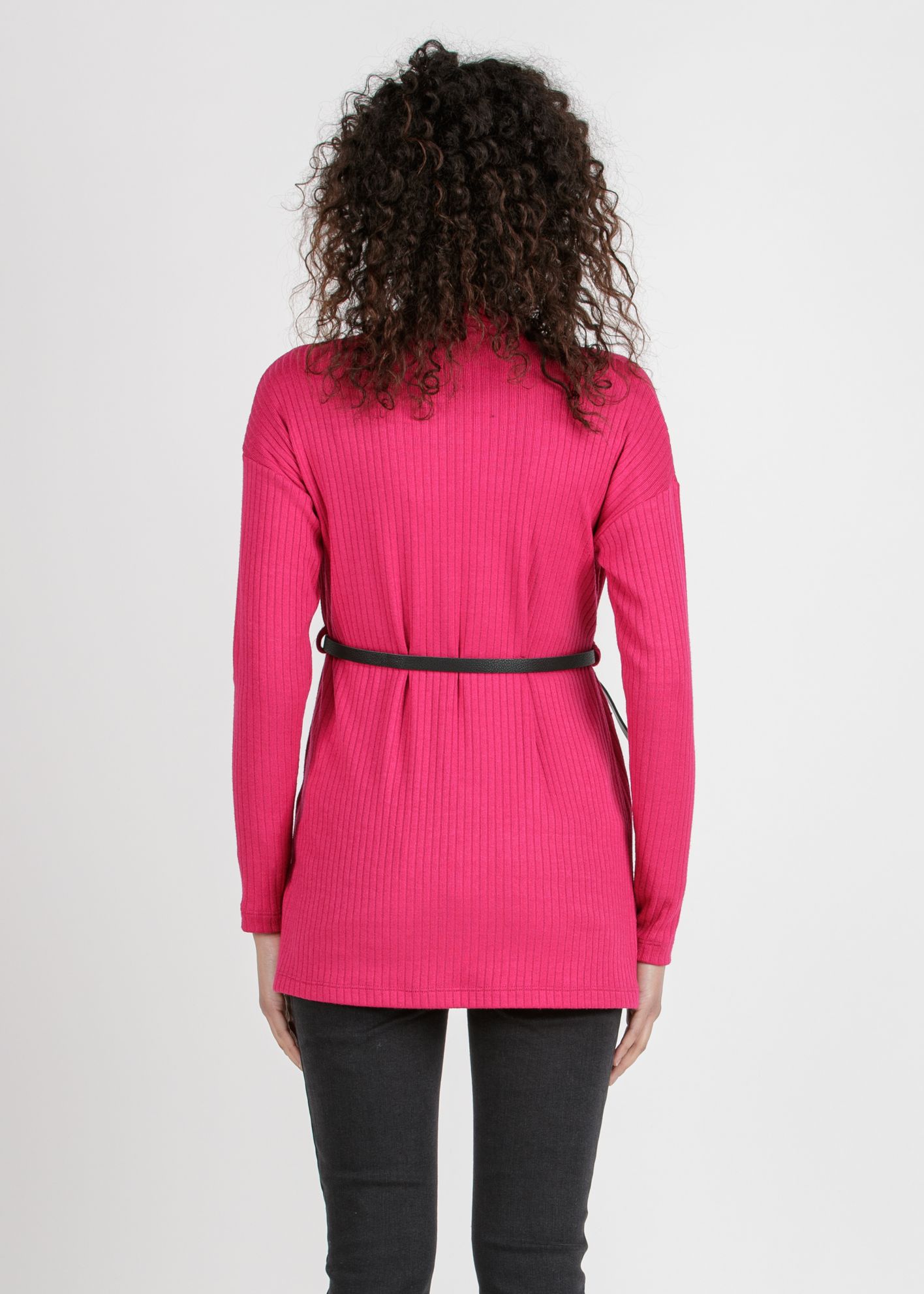 ARIANNA - Cardigan Premaman in Costina con Cintura (Rosa, XS)