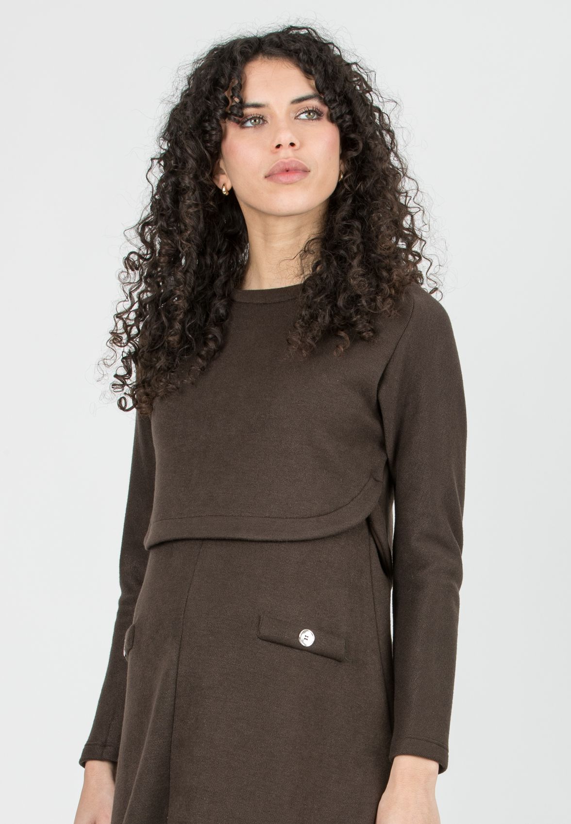 ROSSELLA - Two Piece Knit Maternity & Nursing Dress Set (Marrone)