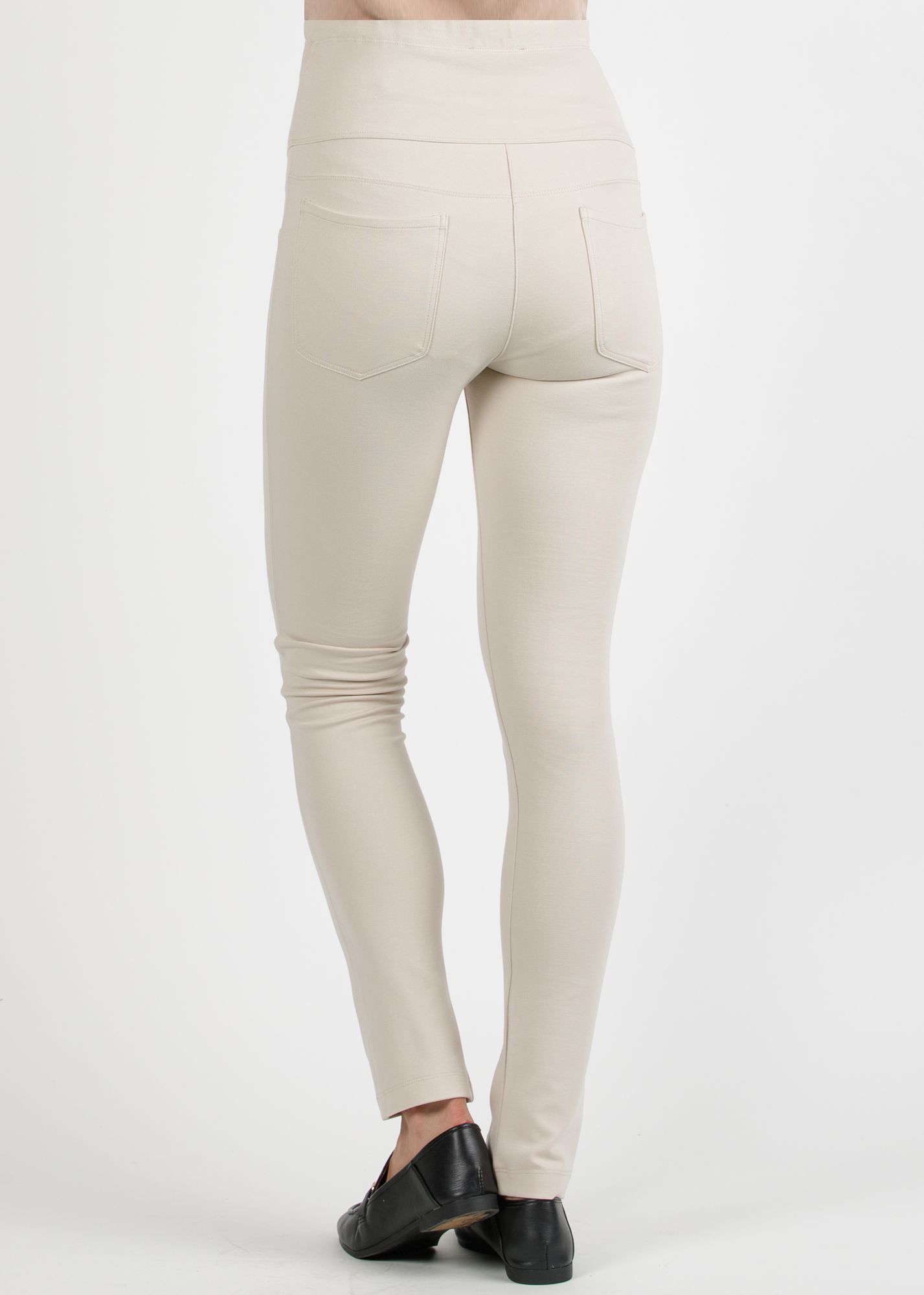LUNA - Pantalone Premaman Slim Fit in Punto Milano Invernale Super-Stretch (Avorio, XS)