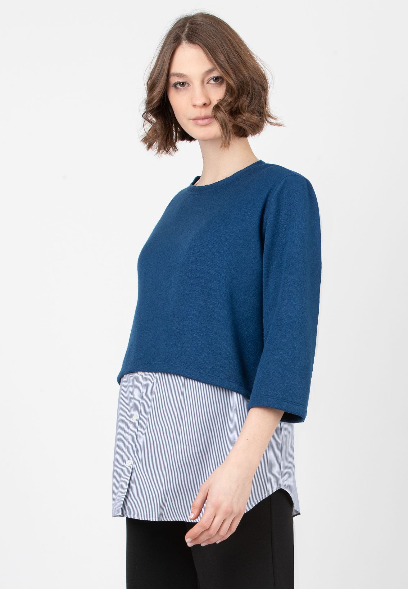 BAILEY R - Flared Maternity Sweater with Bow and Matching Striped Top (Ottanio)
