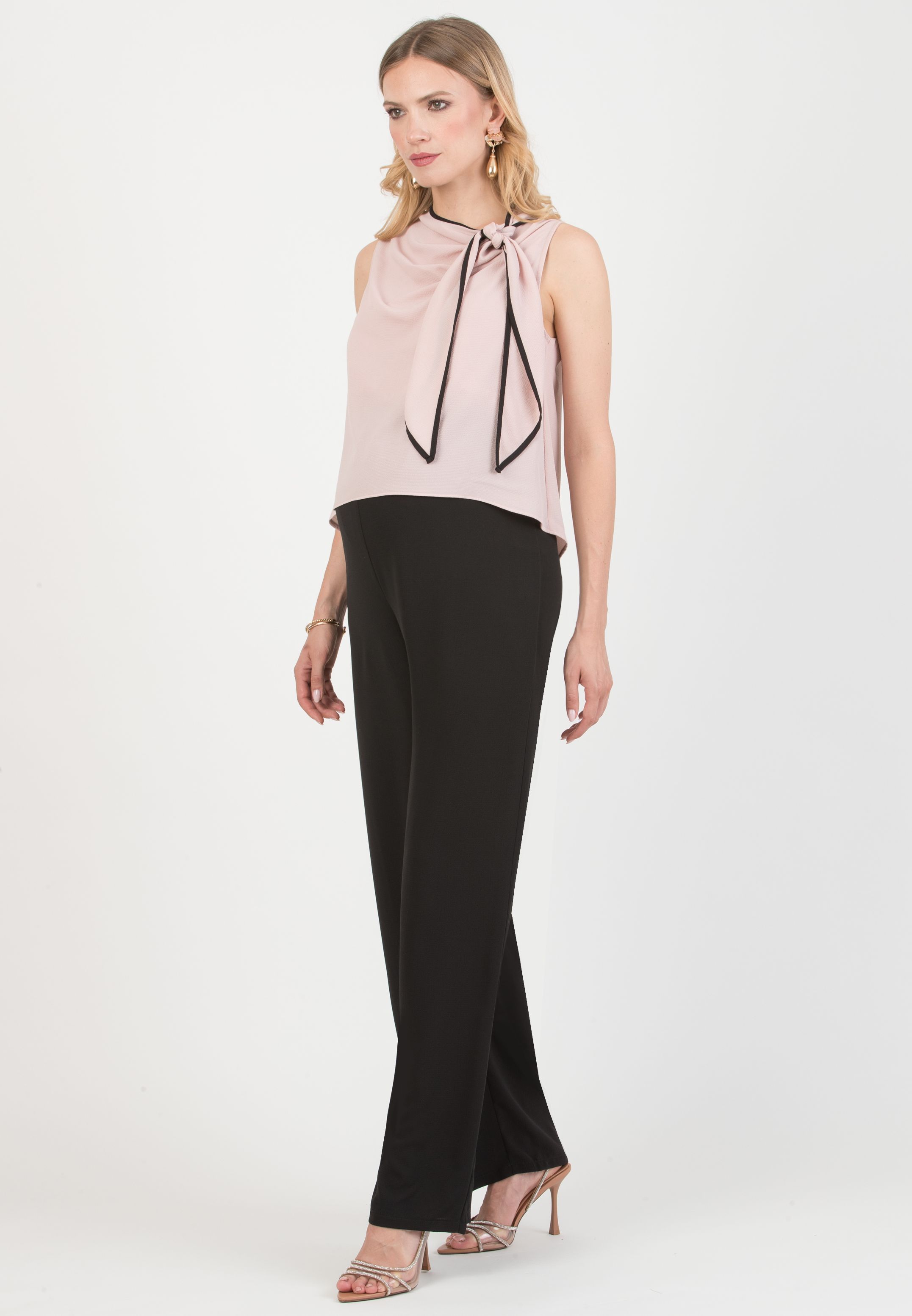 NATASHA – Maternity & Nursing Crepe Jumpsuit with Bow Detail (Cipria)