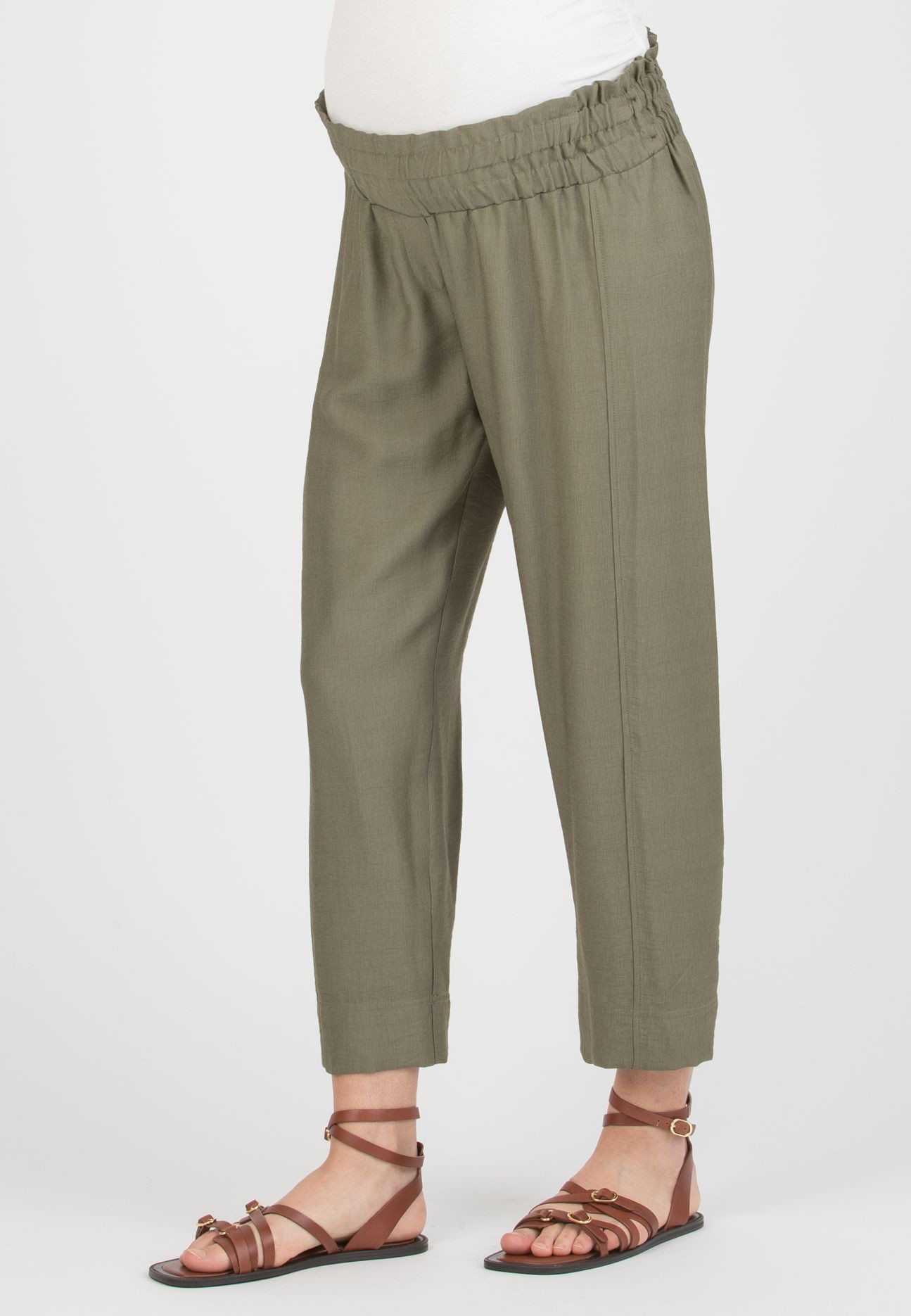 JADEN – Maternity Viscose Trousers with Elastic Waist (Verde Militare)