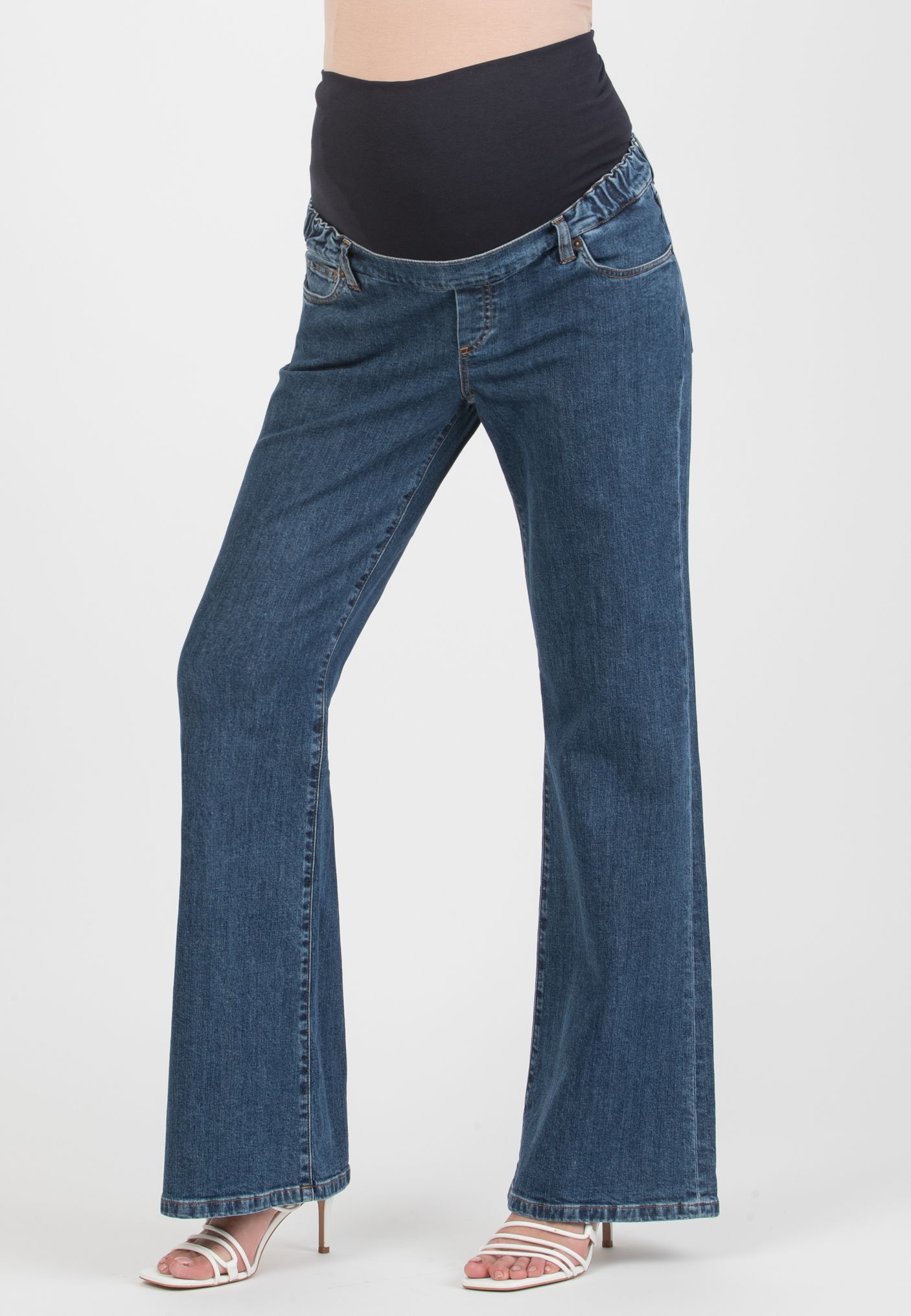 BELINDA - Jeans Premaman a Zampa (Blu Scuro)