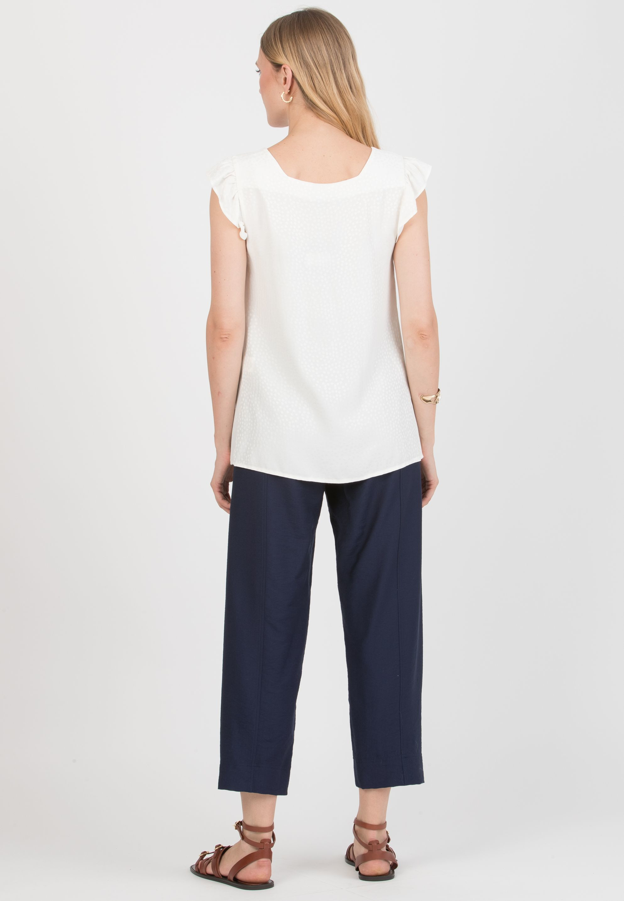 JADEN – Maternity Viscose Trousers with Elastic Waist (Blu)