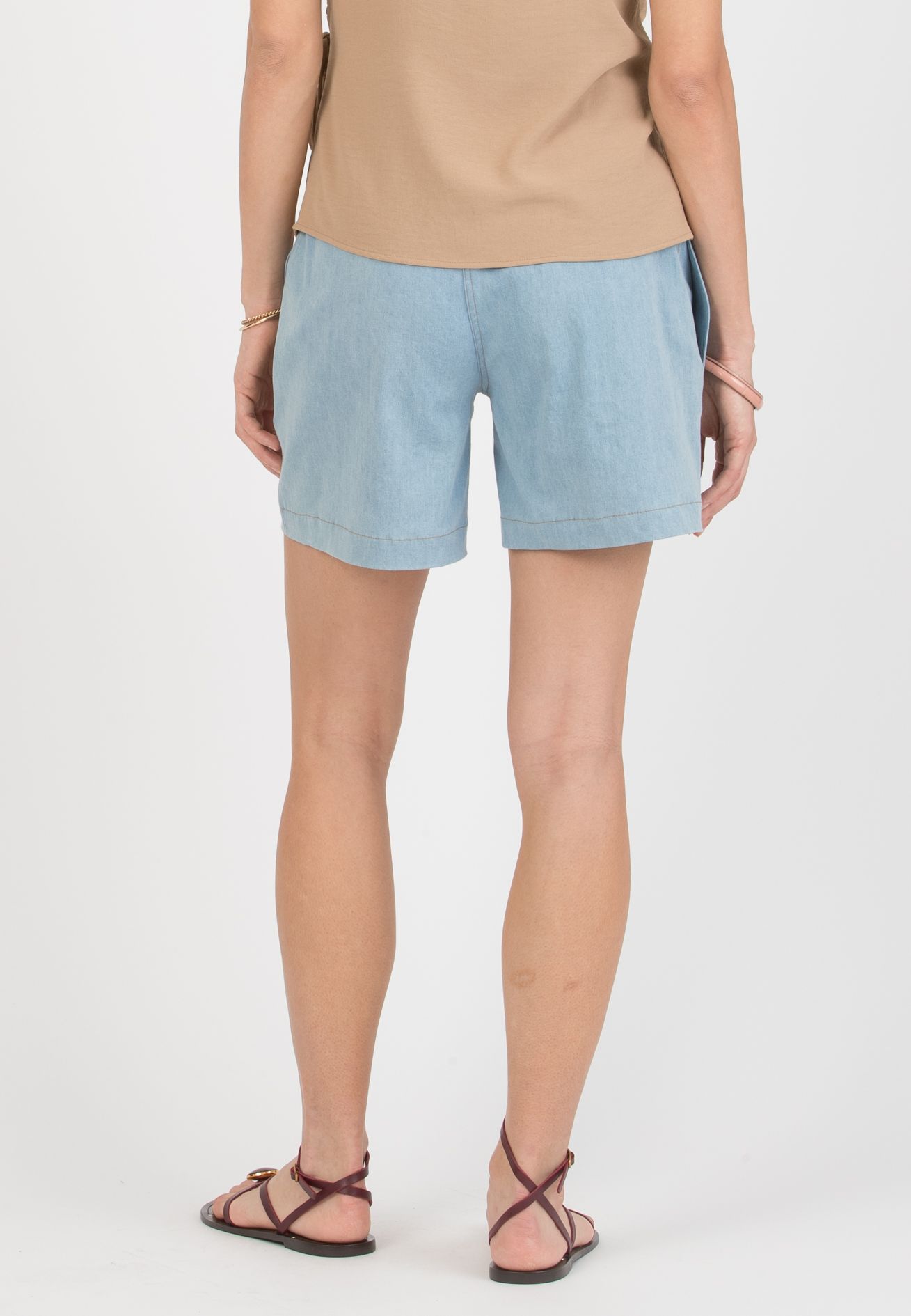 SIBILLA – Maternity Denim Shorts with Elastic Waist (Azzurro)