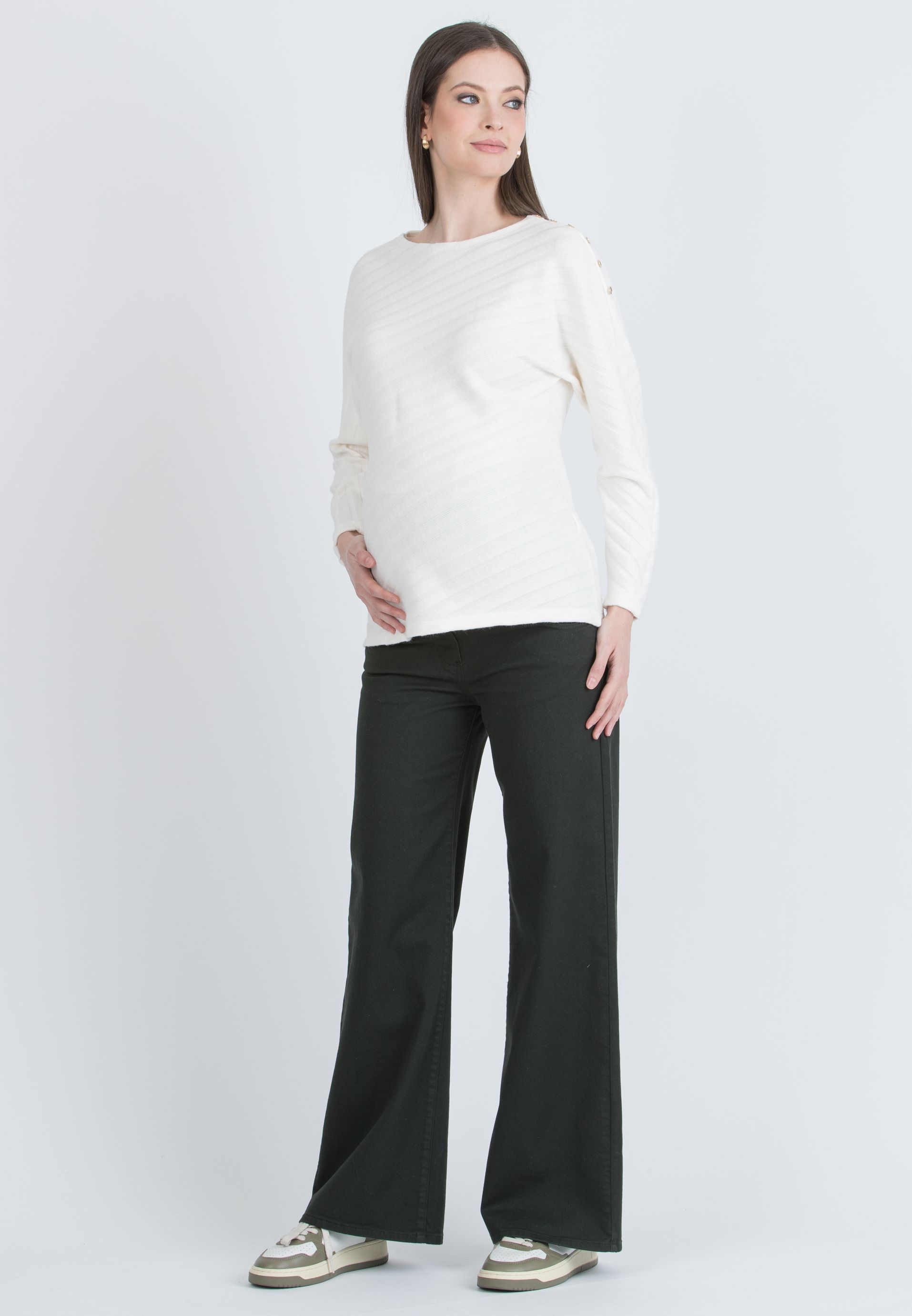 NOAH - Maternity Wide-Leg Jeans in Coloured Denim (Verde)