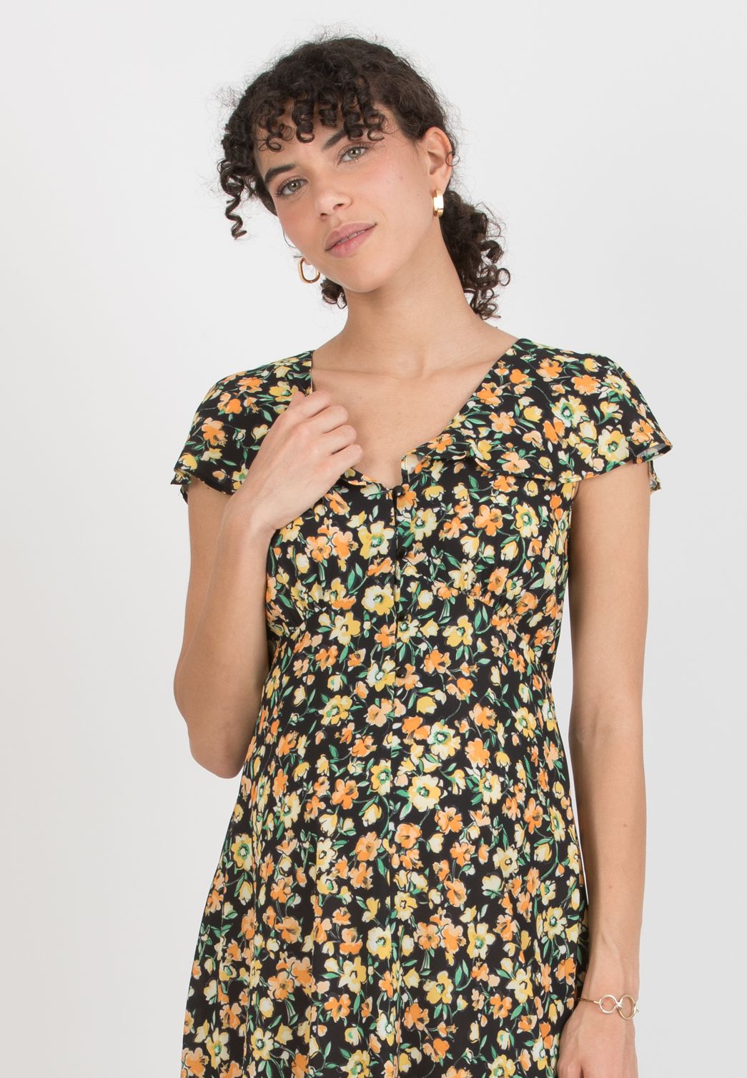 SUMMER - Maternity & Nursing Dress with Buttons and Back Neckline (Black, XS)