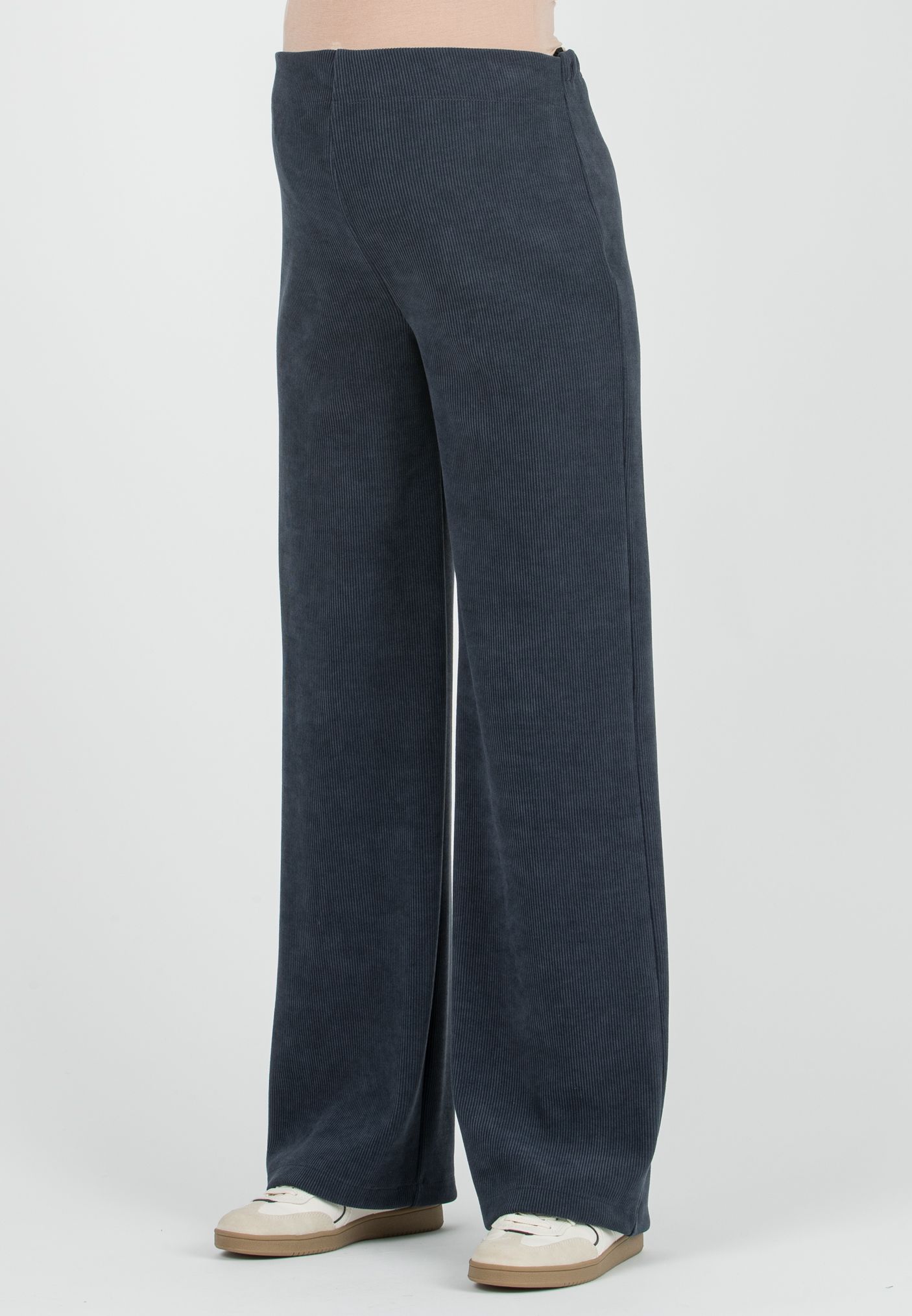 KIMBERLY V - Pantalone Premaman Palazzo in Velluto (Blu, XS)